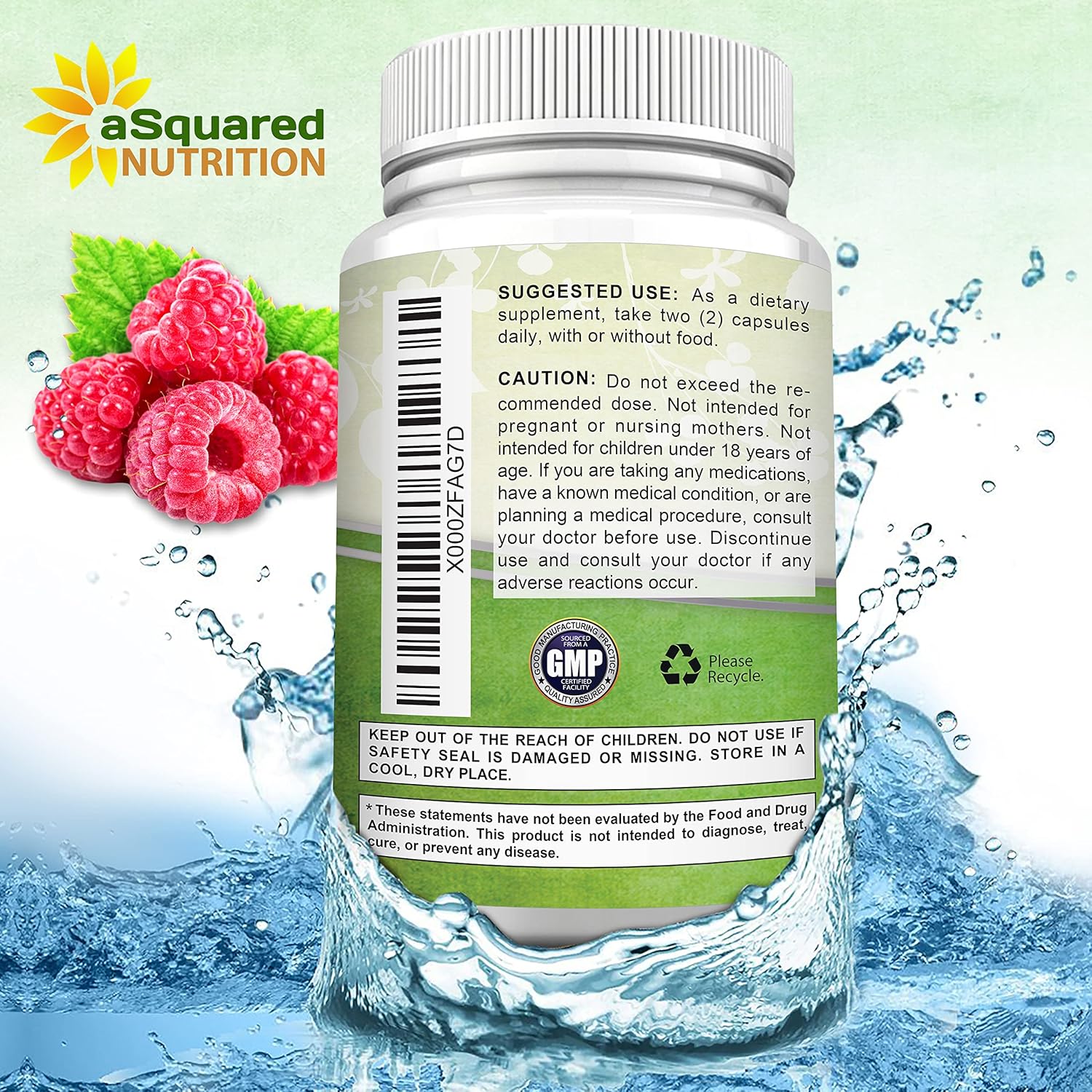 Premium aSquared Nutrition Raspberry Ketones 1000mg for Weight Loss - 180 Capsules - Appetite Suppressant & Energy Booster
