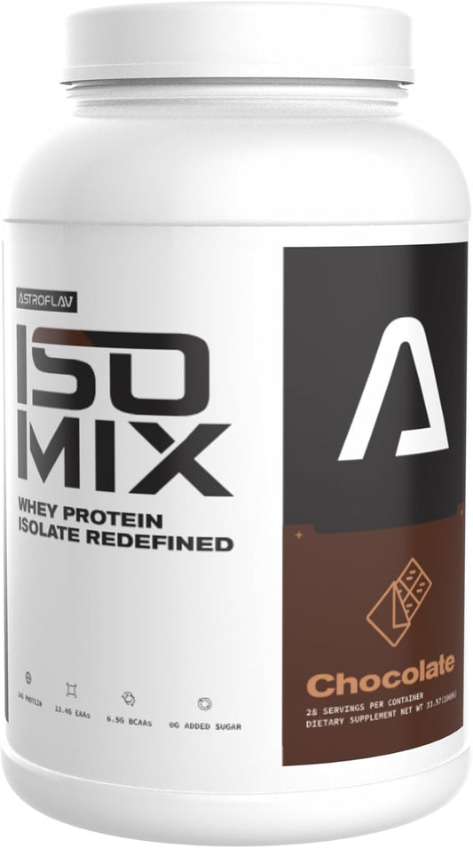 Premium ASTROFLAV IsoMix Chocolate Whey Protein Isolate Powder - 24g Protein, 0g Sugar, Low-Carb Blend with 6.5g BCAA and 13.4g EAA for Muscle Recovery and Growth