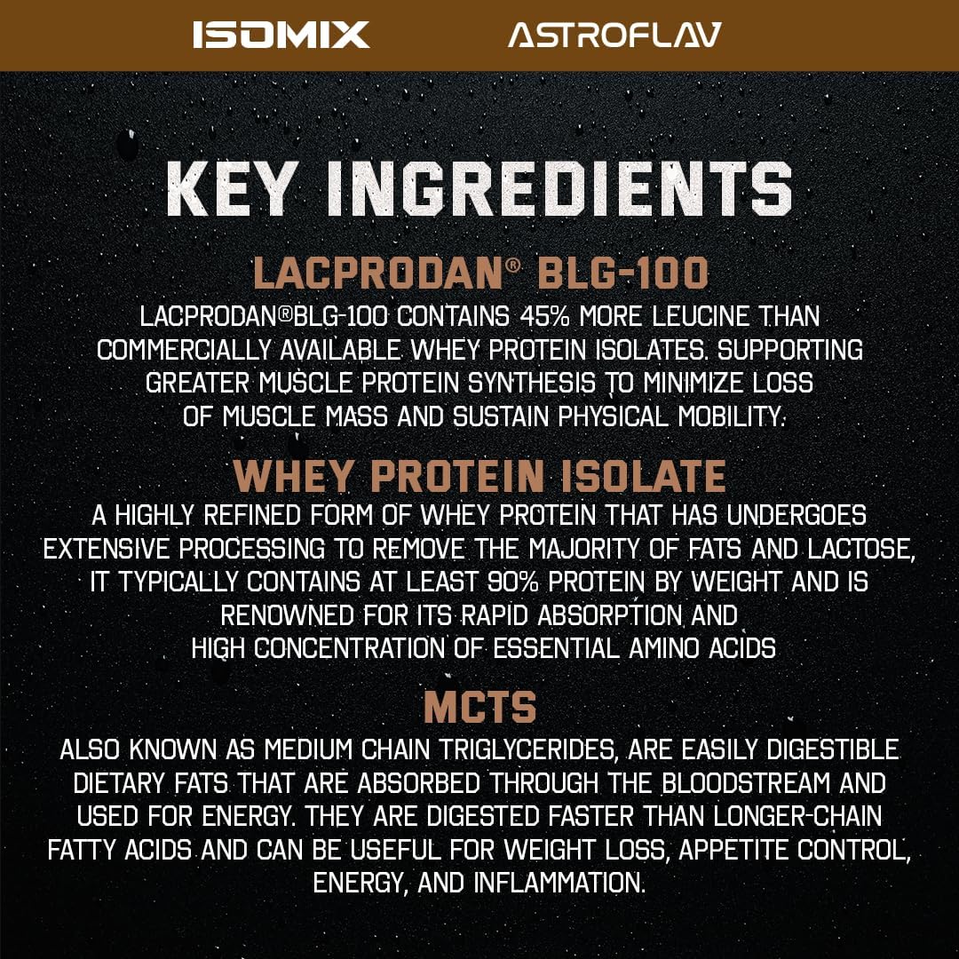 Premium ASTROFLAV IsoMix Chocolate Whey Protein Isolate Powder - 24g Protein, 0g Sugar, Low-Carb Blend with 6.5g BCAA and 13.4g EAA for Muscle Recovery and Growth