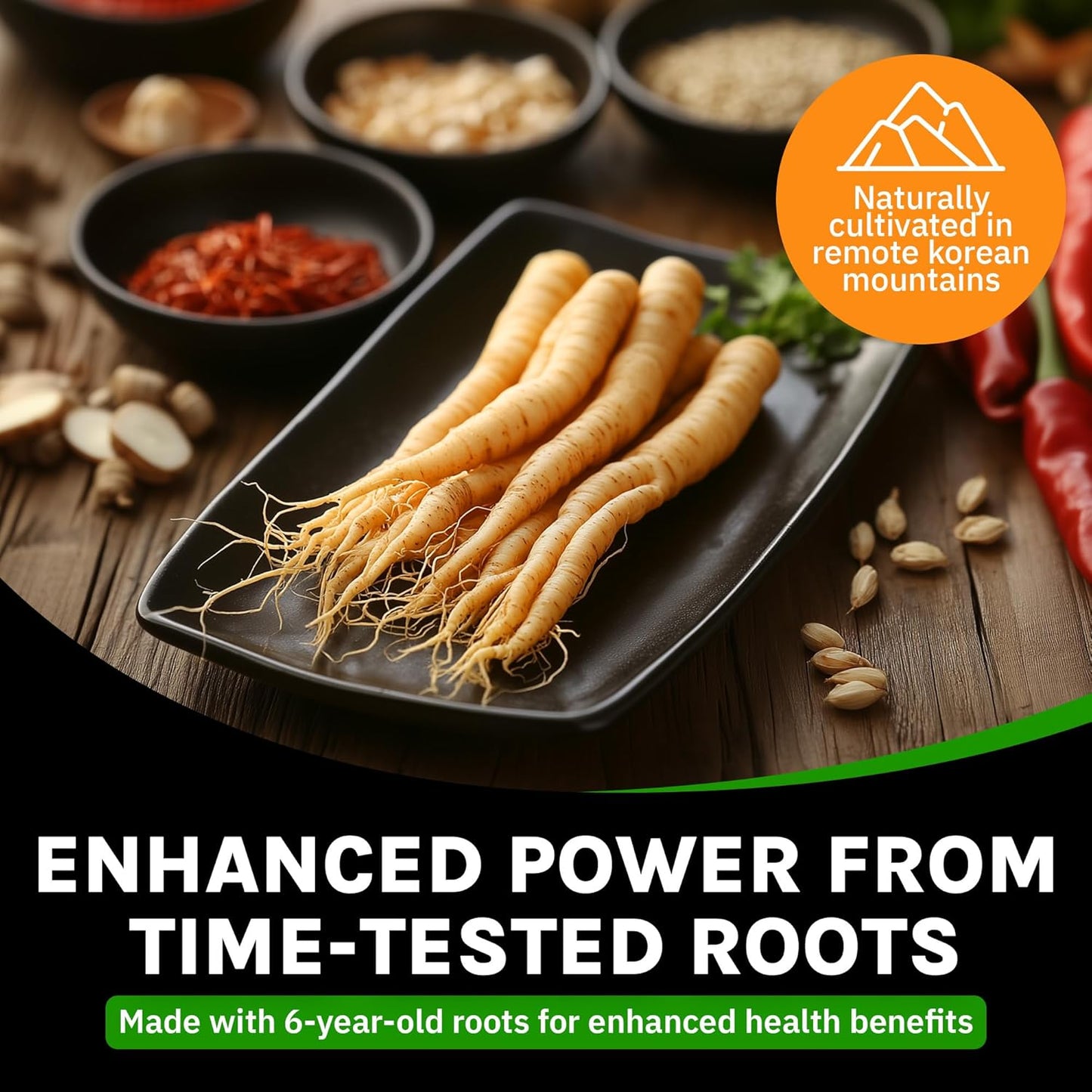 Premium Auragin Korean Red Ginseng Tablets - 100% Pure Red Panax Ginseng from Korea - 6 Year Roots - No Additives