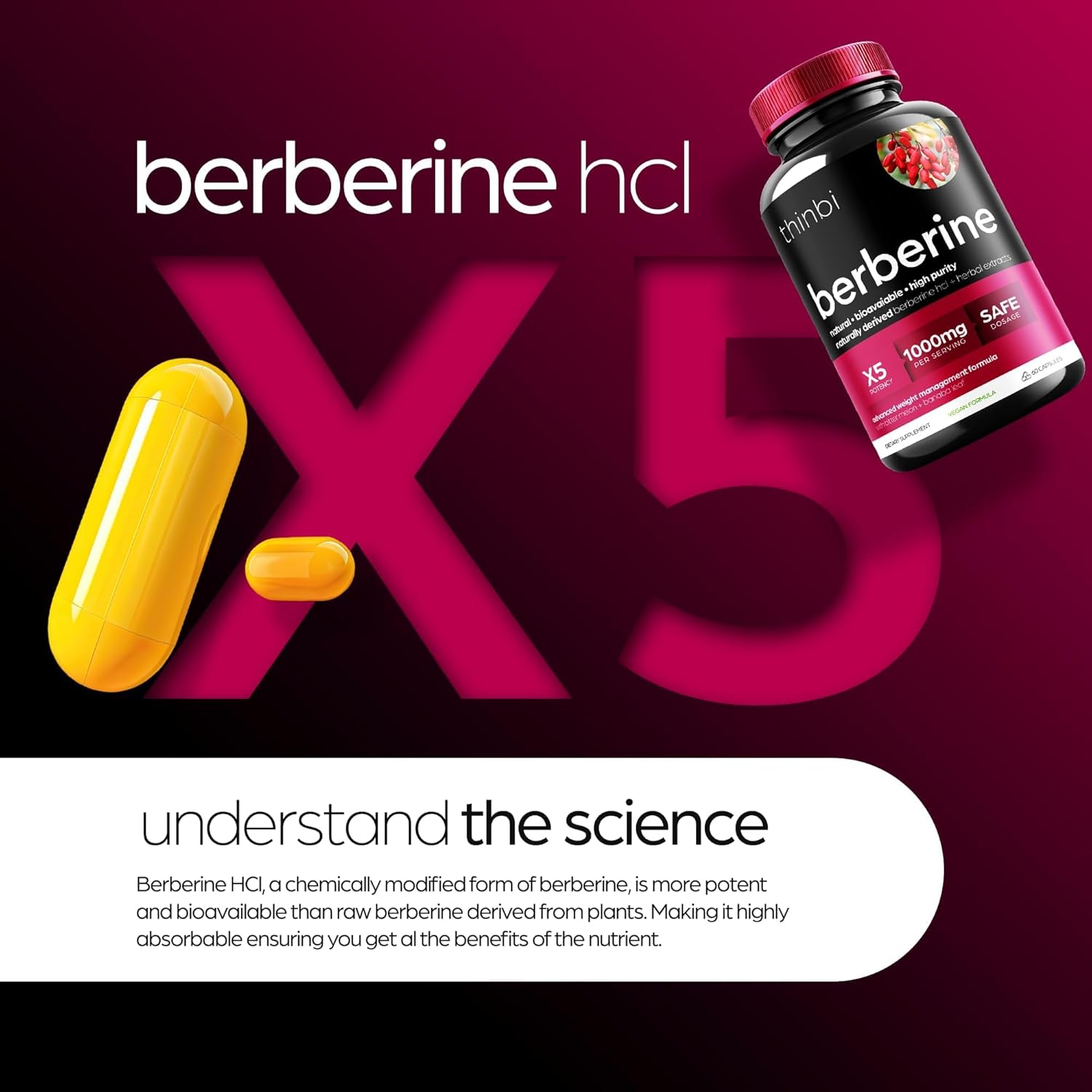 Premium Berberine Supplement for Weight Management - 1000mg Capsules with Bitter Melon & Banaba Leaf - Barberry Extract - 30 Servings