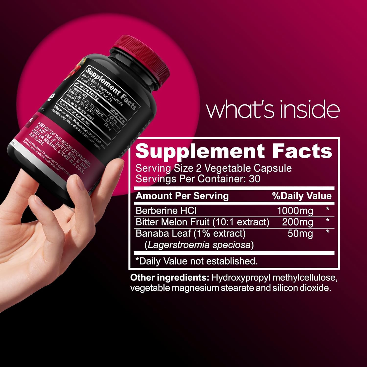 Premium Berberine Supplement for Weight Management - 1000mg Capsules with Bitter Melon & Banaba Leaf - Barberry Extract - 30 Servings
