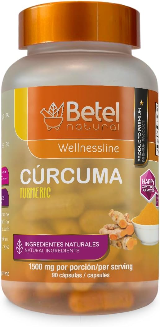Premium Betel Natural Turmeric Capsules - 1500mg per Serving - 90 Capsules