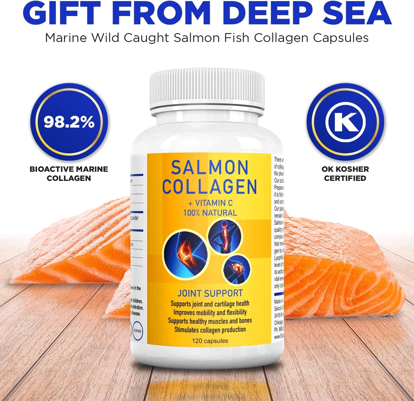 Premium Bioactive Marine Collagen Capsules - Joint Support, Healthy Skin, Hair & Nails | 100% Natural Fish Collagen Supplement for Women & Men - 1 Month Supply