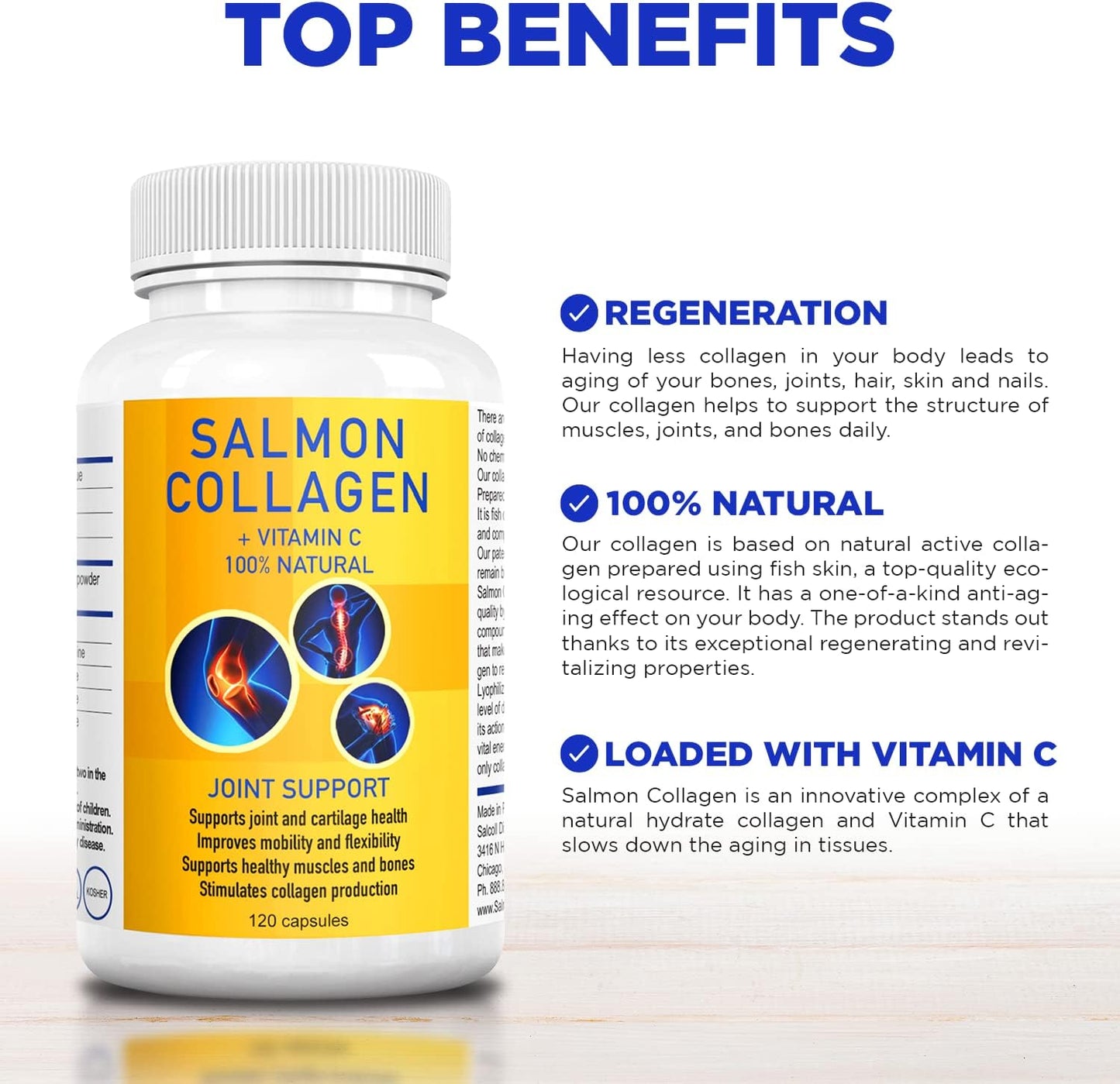 Premium Bioactive Marine Collagen Capsules - Joint Support, Healthy Skin, Hair & Nails | 100% Natural Fish Collagen Supplement for Women & Men - 1 Month Supply
