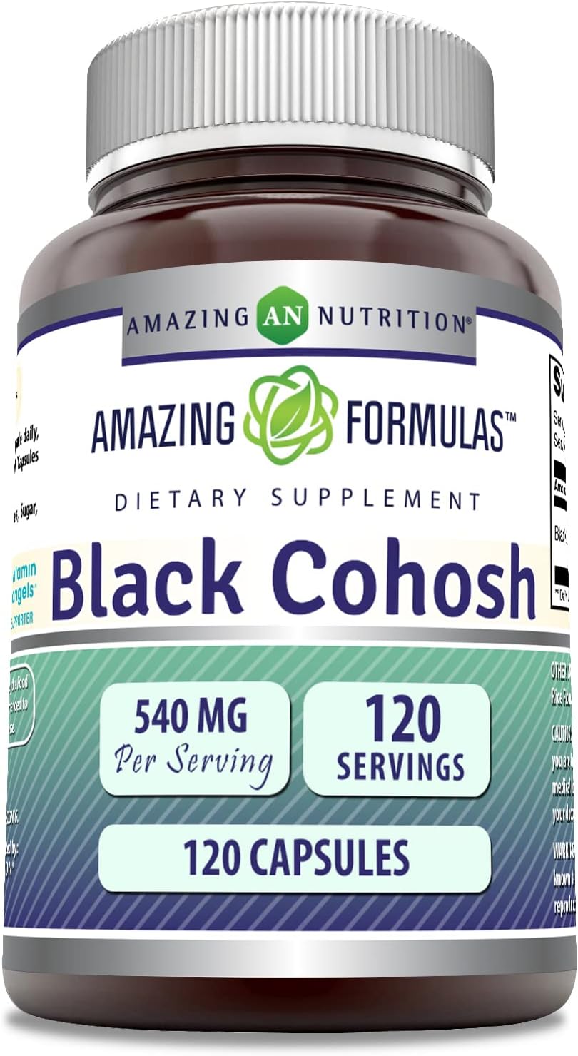 Premium Black Cohosh Supplement 540mg - 120 Capsules | Non-GMO & Gluten-Free | Made in USA by Amazing Nutrition