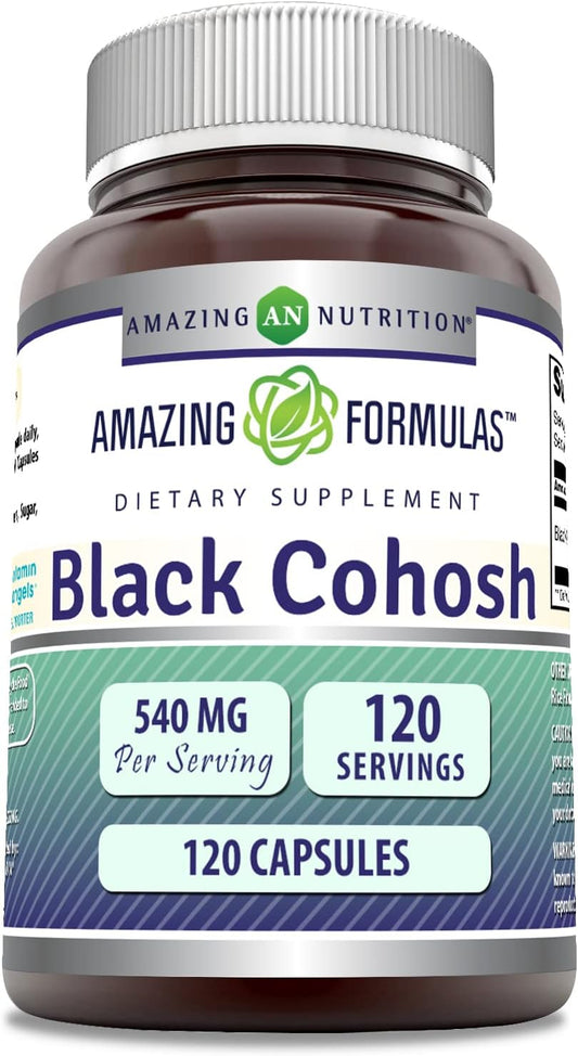 Premium Black Cohosh Supplement 540mg - 120 Capsules | Non-GMO & Gluten-Free | Made in USA by Amazing Nutrition