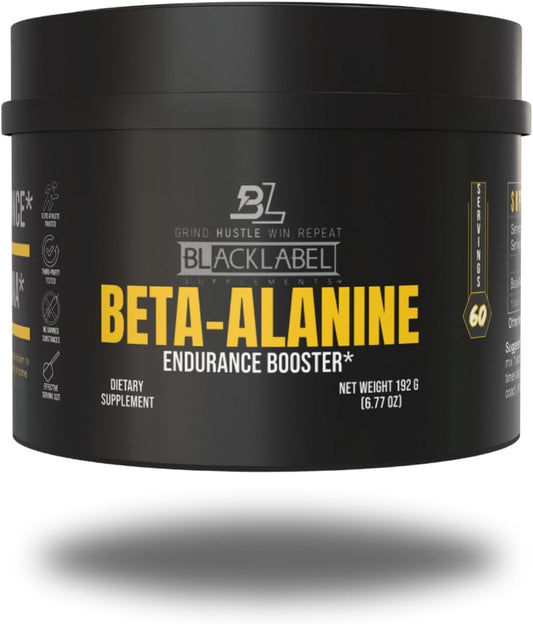 Premium BLACKLABEL Beta-Alanine Powder - 60 Servings for Enhanced Endurance & Performance