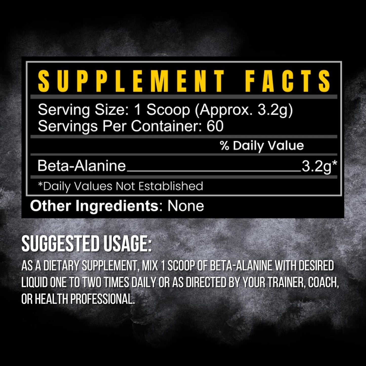 Premium BLACKLABEL Beta-Alanine Powder - 60 Servings for Enhanced Endurance & Performance