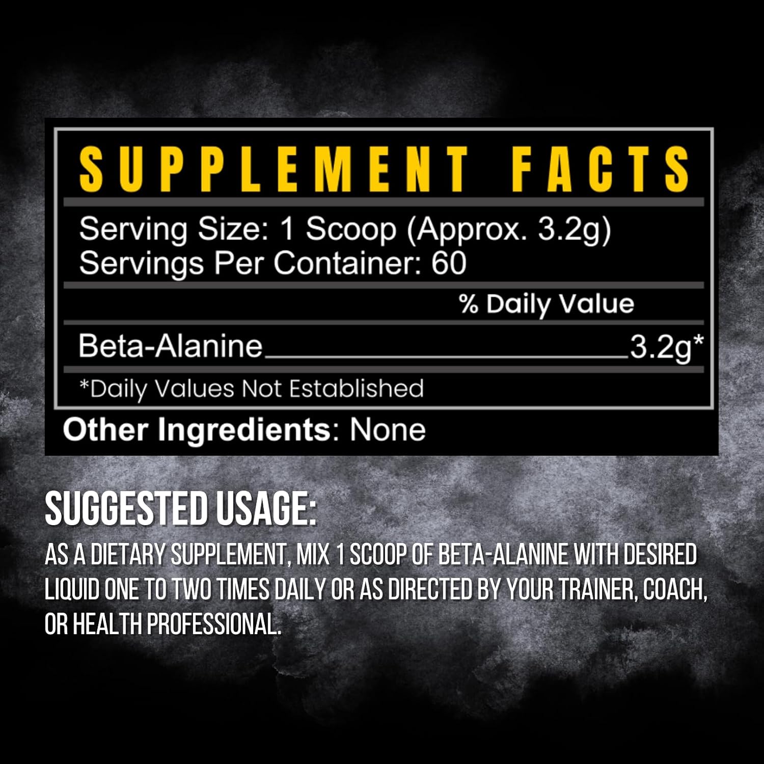 Premium BLACKLABEL Beta-Alanine Powder - 60 Servings for Enhanced Endurance & Performance