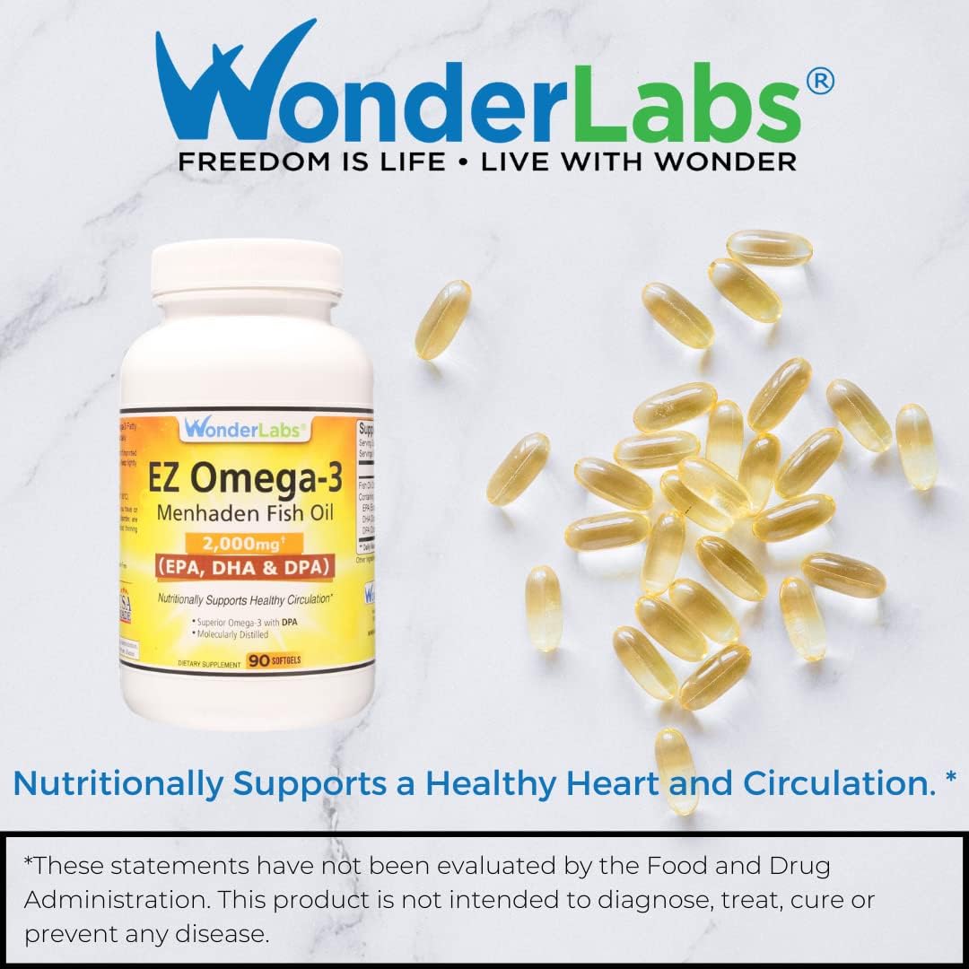 Premium Burpless Menhaden Fish Oil Supplement 2000mg - Made in USA - High Omega-3 EPA DHA DPA Balance - 180 Softgels