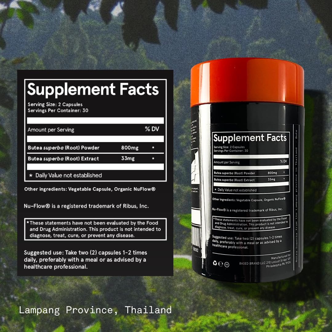 Premium Butea Superba Extract - Thai Herb for Men's Vitality, Focus, and Energy - Natural Flavonoid-Rich Root Powder Supplement