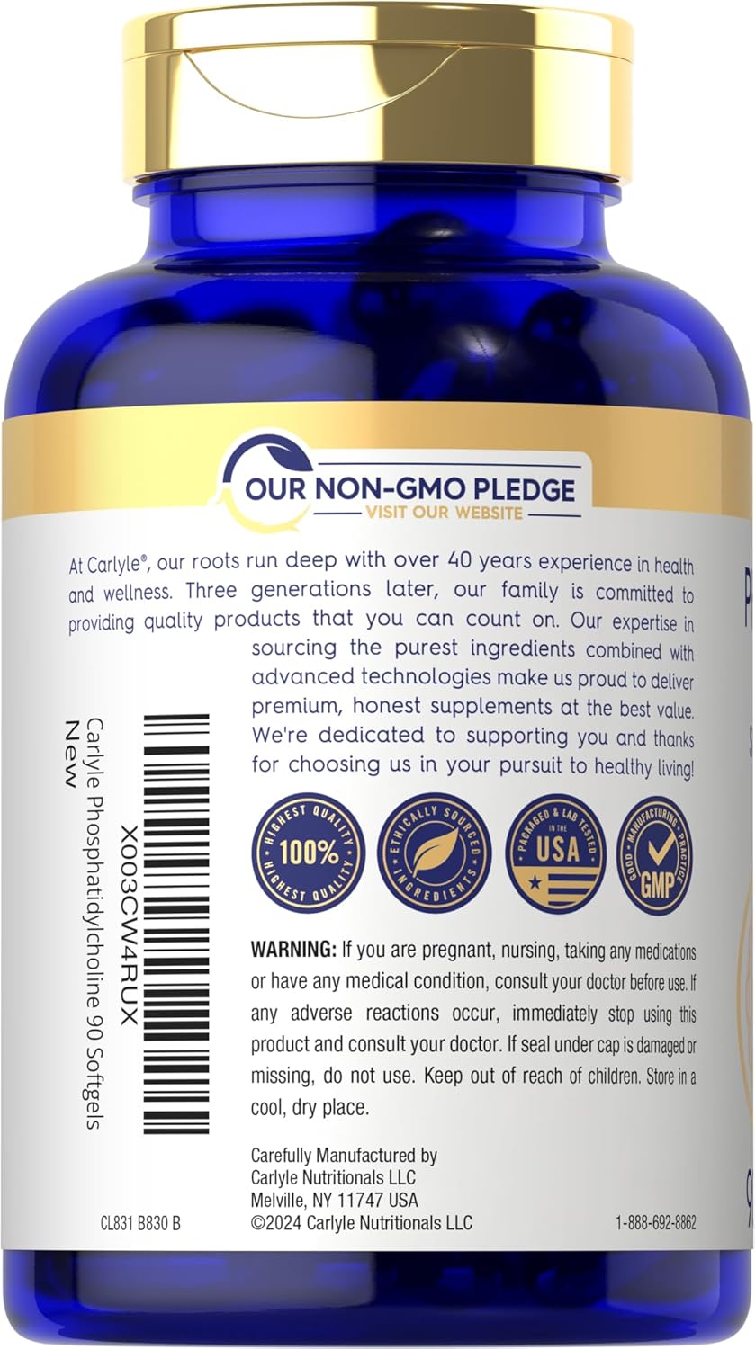 Premium Carlyle Phosphatidyl Choline Supplement 1,680mg - 90 Softgels - Non-GMO & Gluten Free