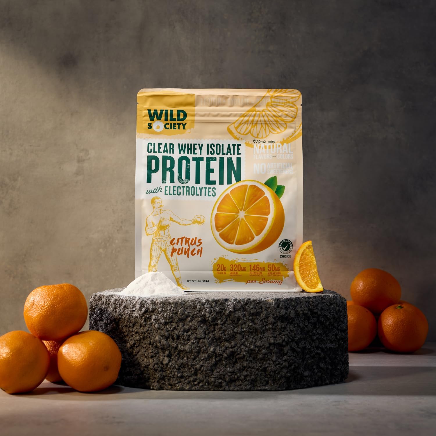 Premium Clear Whey Protein Powder with Electrolytes - Citrus Punch Flavor, 20g Protein, No Added Sugar, GMO-Free - 16 oz