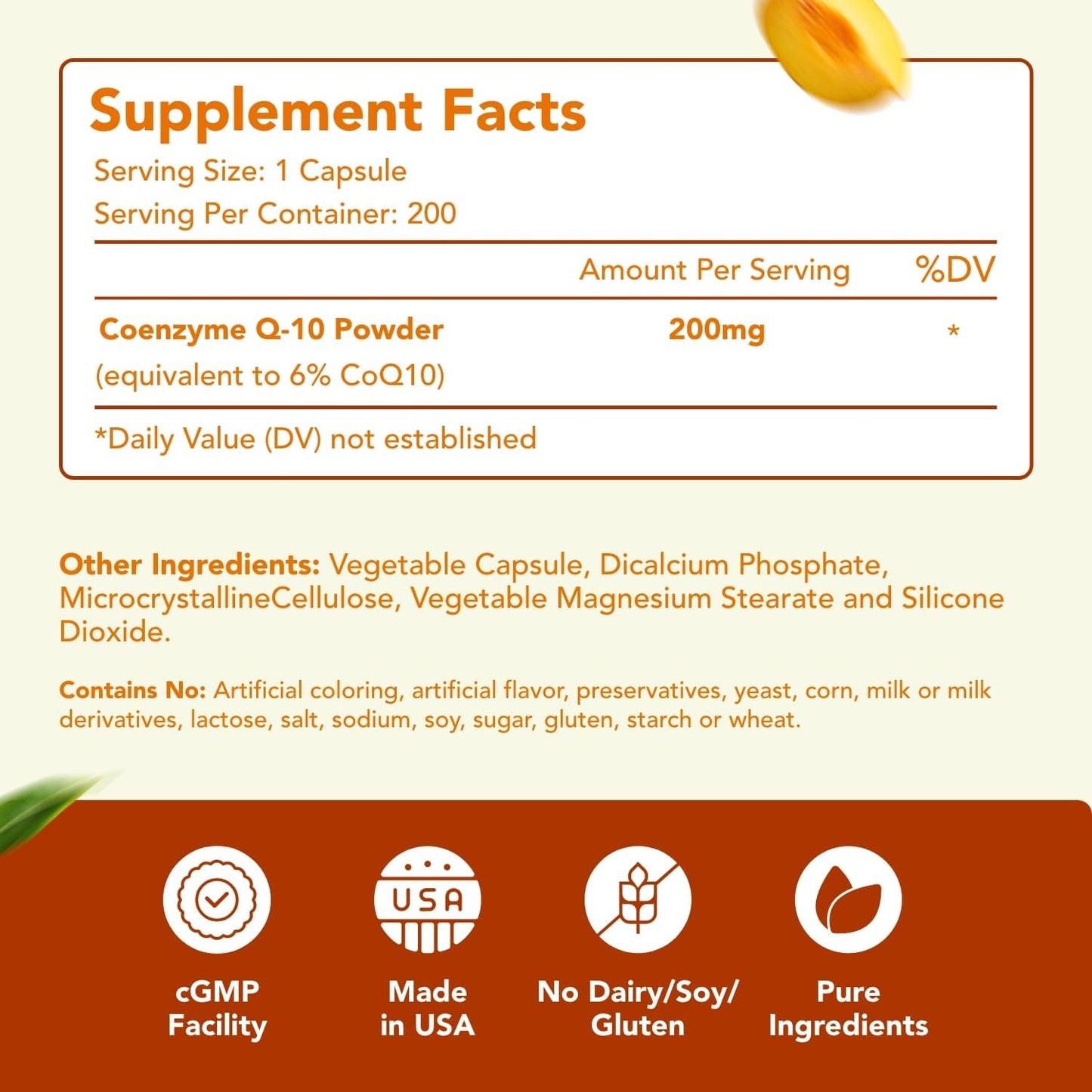 Premium Coenzyme Q10 200mg Capsules for Heart Health & Energy Support - Non-GMO Ubiquinone CoQ10 Supplement - 200 Count Pack for Daily Antioxidant Boost & Quick Absorption Formula