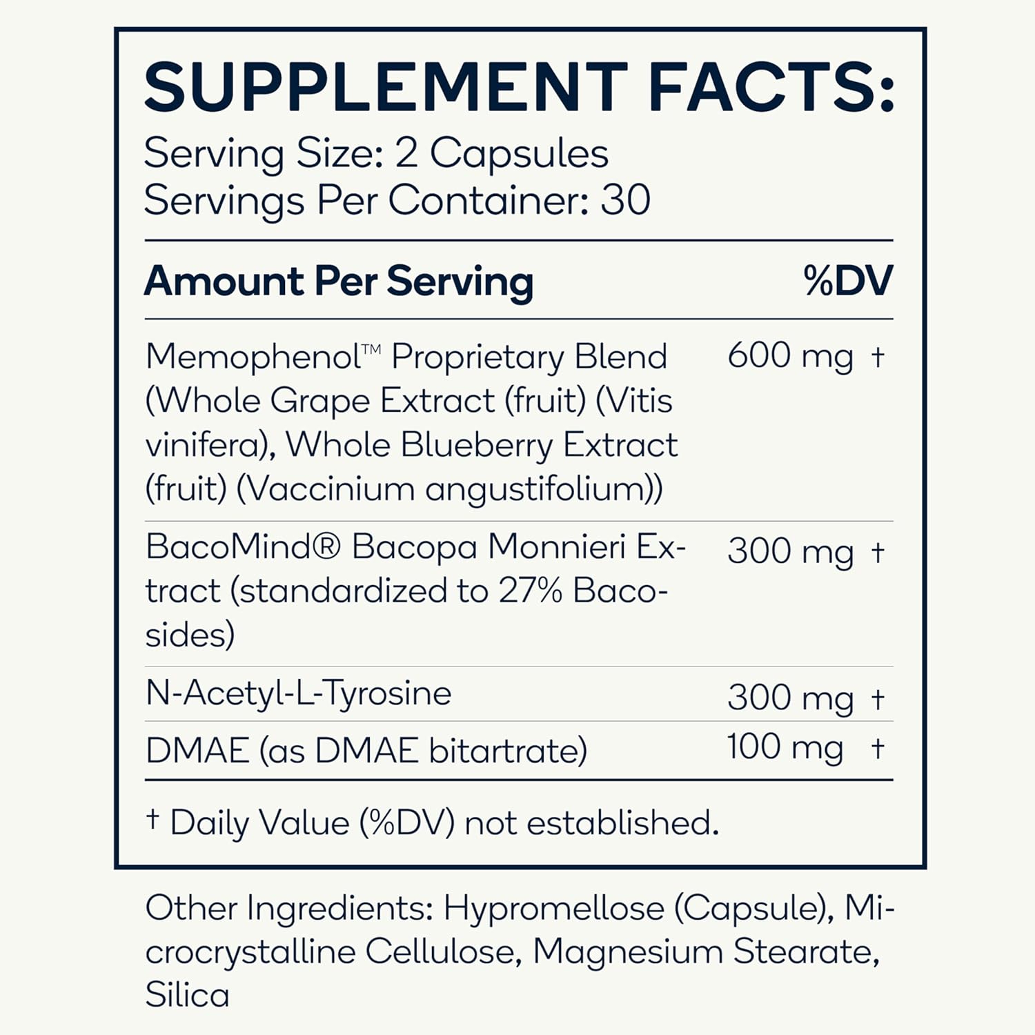 Premium Cognitive Enhancement Supplement with Natural Nootropics - Memophenol, Bacopa, & DMAE - 60 Veggie Capsules - Boost Focus and Mental Clarity