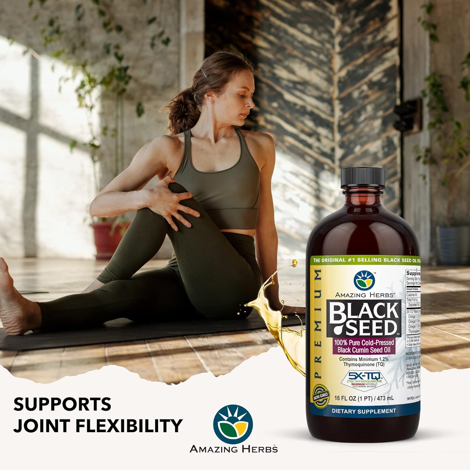 Premium Cold Pressed Black Seed Oil for Digestive Health, Immune Support, and Joint Mobility - 16 Fl Oz - Gluten Free & Non GMO