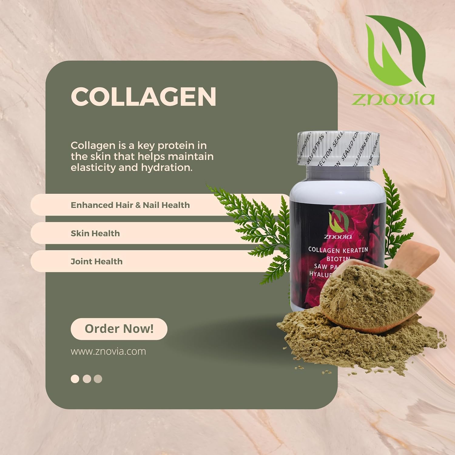 Premium Collagen, Biotin & Keratin Supplement for Hair, Skin, Nails - 90 Capsules with Saw Palmetto, Hyaluronic Acid, Vitamins E & Folic Acid - Natural DHT Blocker & Pumpkin Seed Formula