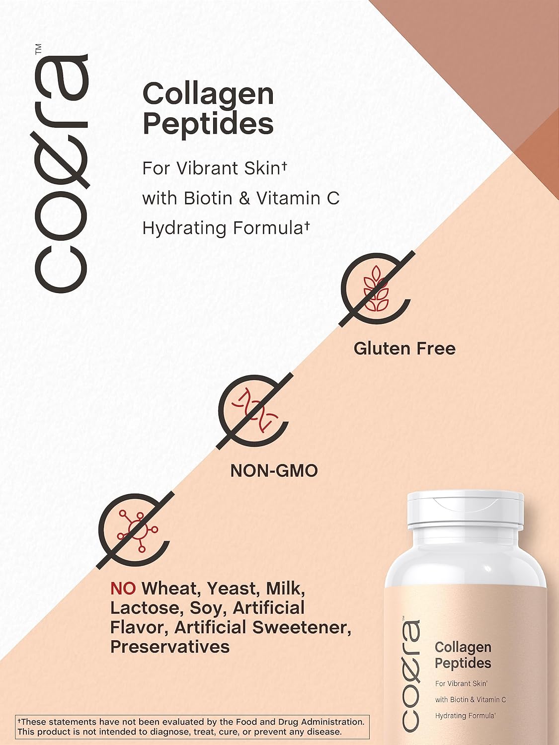 Premium Collagen Peptide Softgel Capsules - 150 Count | Skin Support with Biotin & Vitamin C | Grass Fed, Non-GMO, Gluten Free - Coera