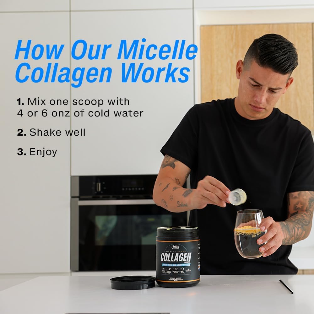 Premium Collagen Peptides Powder with Omega 3, Vitamin C & E, Turmeric for Muscle Repair - 30 Servings - 211g - Unflavored