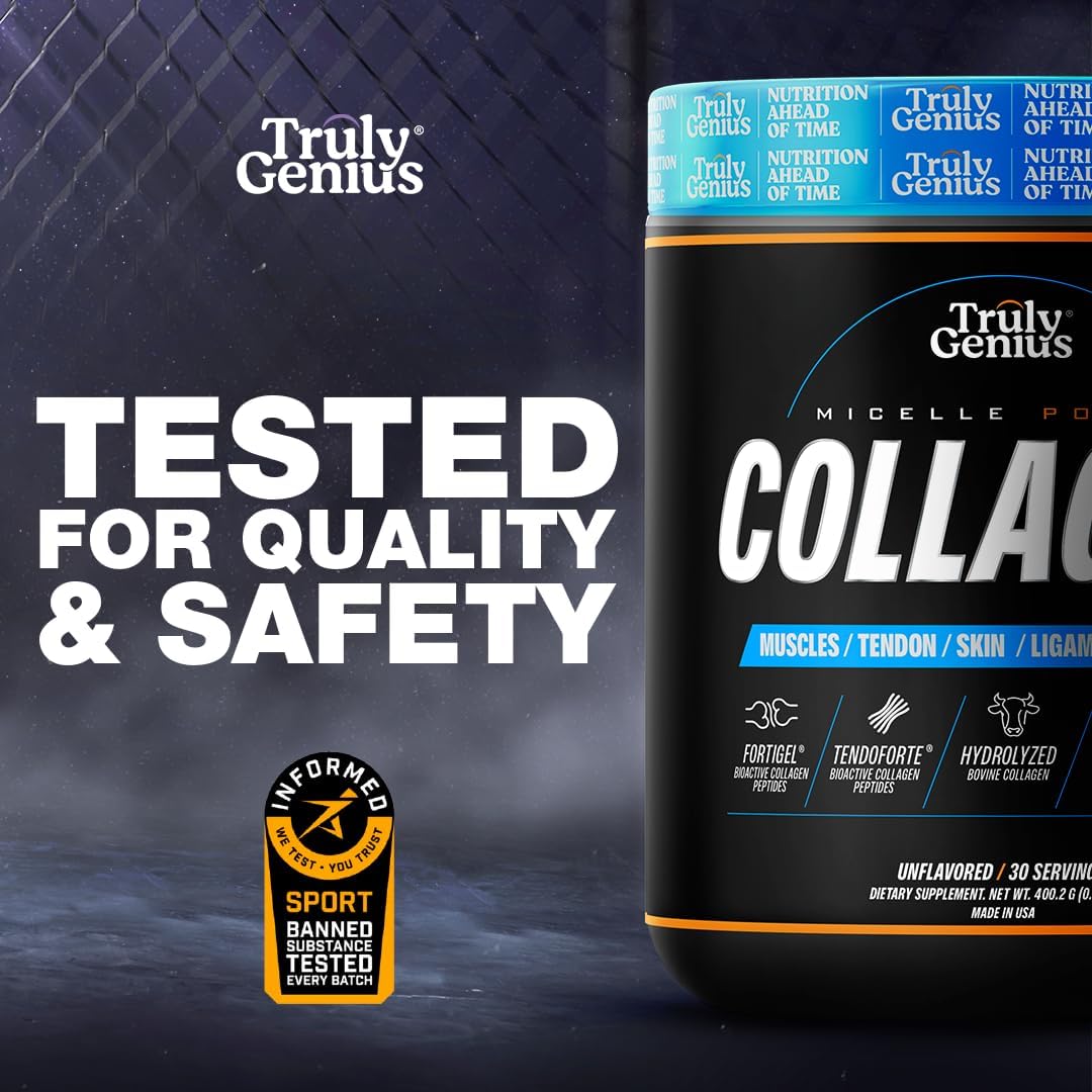 Premium Collagen Peptides Powder with Omega 3, Vitamin C & E, Turmeric for Muscle Repair - 30 Servings - 211g - Unflavored