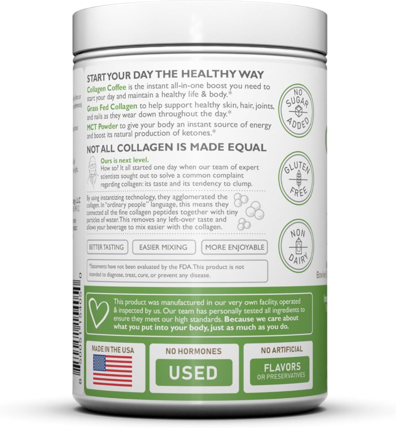 Premium Colombian Coffee NutraCollagen Peptide Powder with MCT Coconut Oil - Keto Friendly, Grass-Fed, Soy/Gluten/Sugar Free - Peppermint Mocha Flavor, 40mg Caffeine per Serving - 14 Servings