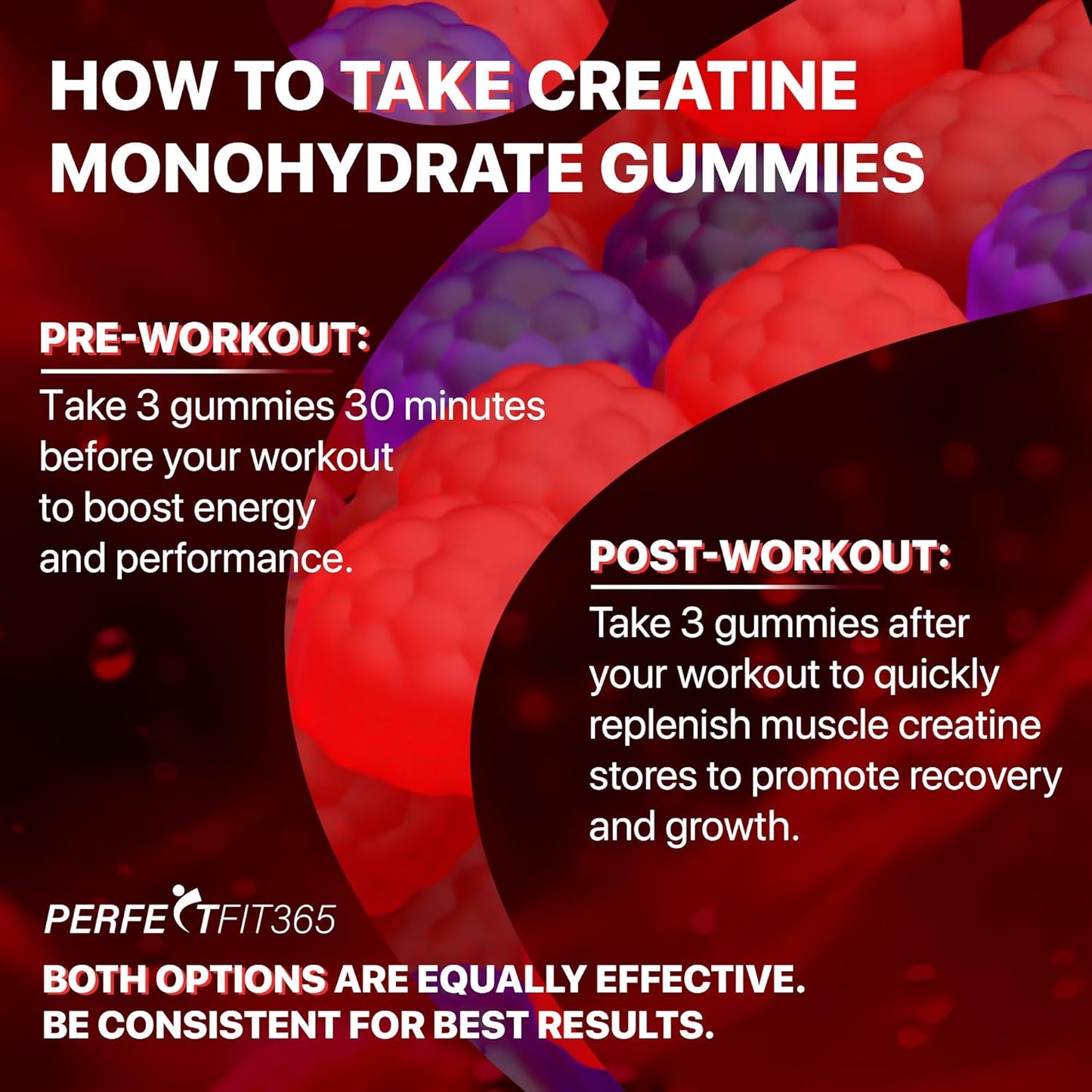 Premium Creatine Gummies with L-Carnitine & Taurine - Raspberry Blackberry Flavor - 120 Count - Ideal Pre Workout Supplement for Men and Women