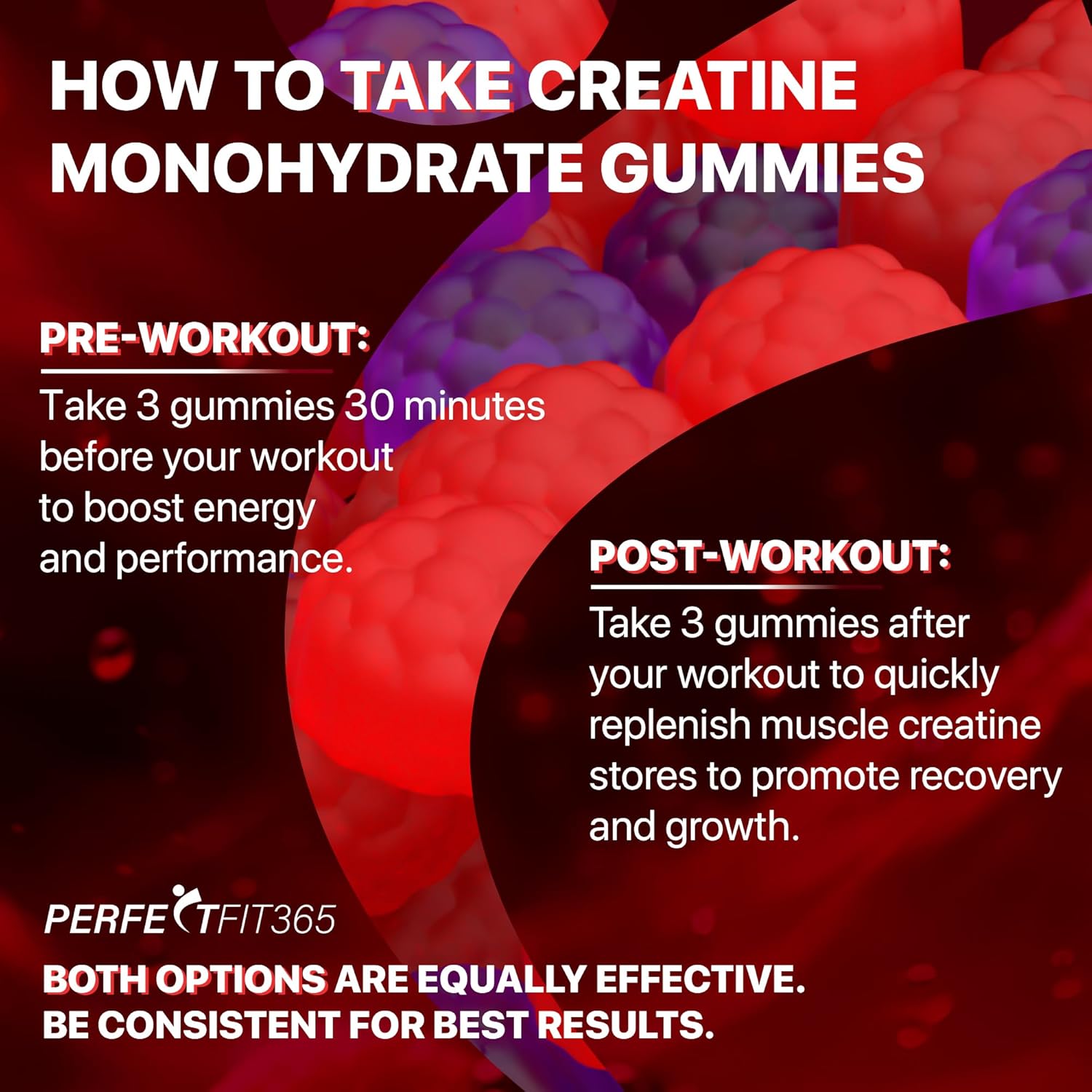 Premium Creatine Gummies with L-Carnitine & Taurine - Raspberry Blackberry Flavor - 120 Count - Ideal Pre Workout Supplement for Men and Women