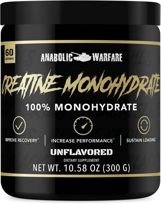 Premium Creatine Monohydrate for Post Workout Recovery and Performance - Anabolic Warfare (60 servings)