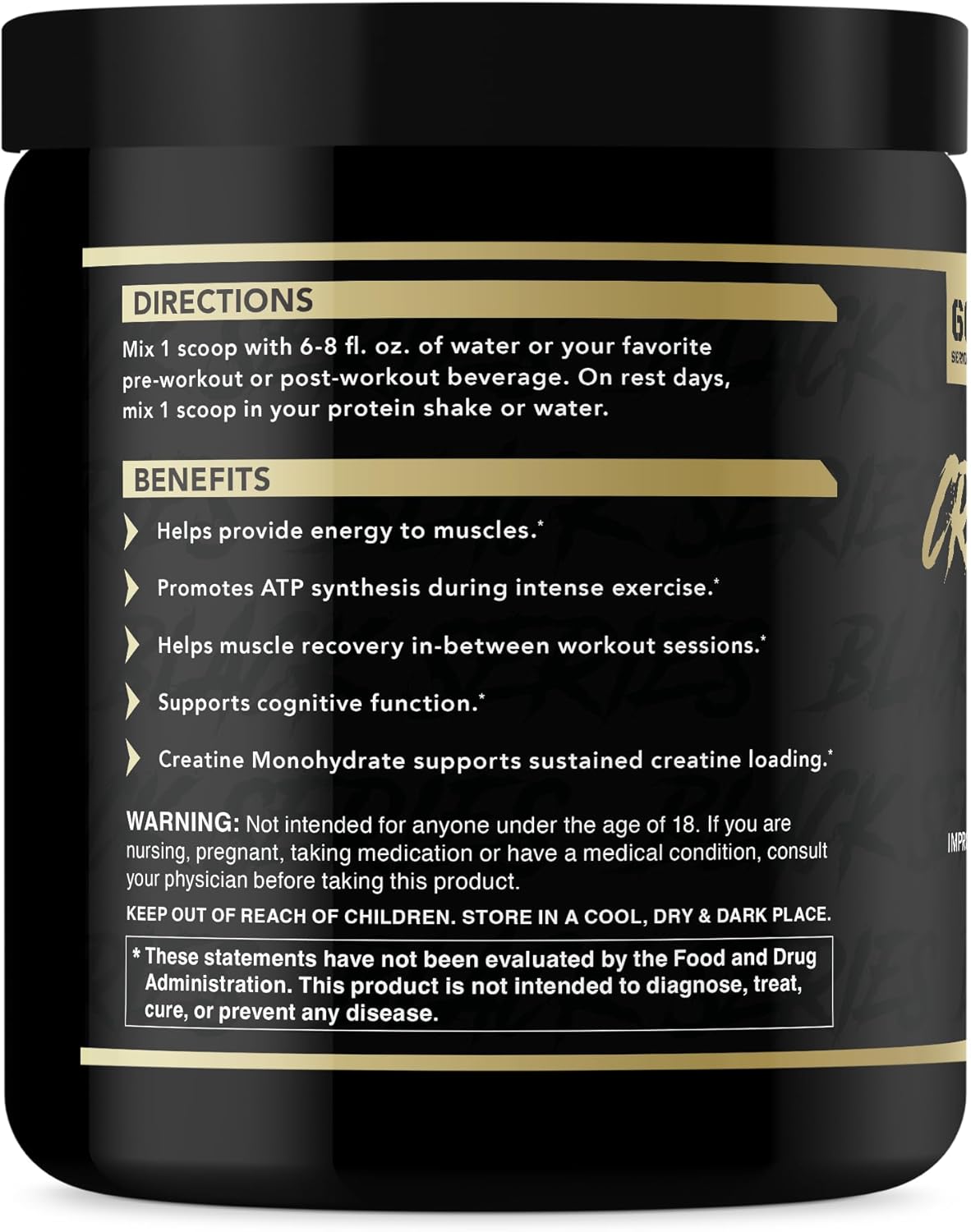 Premium Creatine Monohydrate for Post Workout Recovery and Performance - Anabolic Warfare (60 servings)