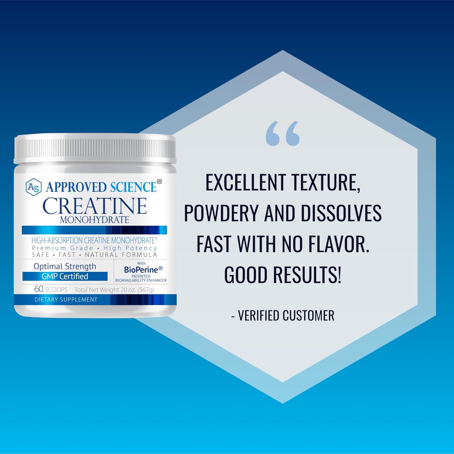 Premium Creatine Monohydrate Powder with BioPerine for Lean Muscle Growth - 60 Servings, 5g Per Serving - Unflavored Vegan Formula - Non-GMO
