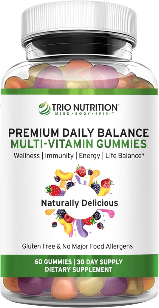 Premium Daily Multivitamin Gummies for Men & Women | Gluten-Free | No Major Food Allergens | Essential Vitamins & Minerals - Zinc | Naturally Delicious