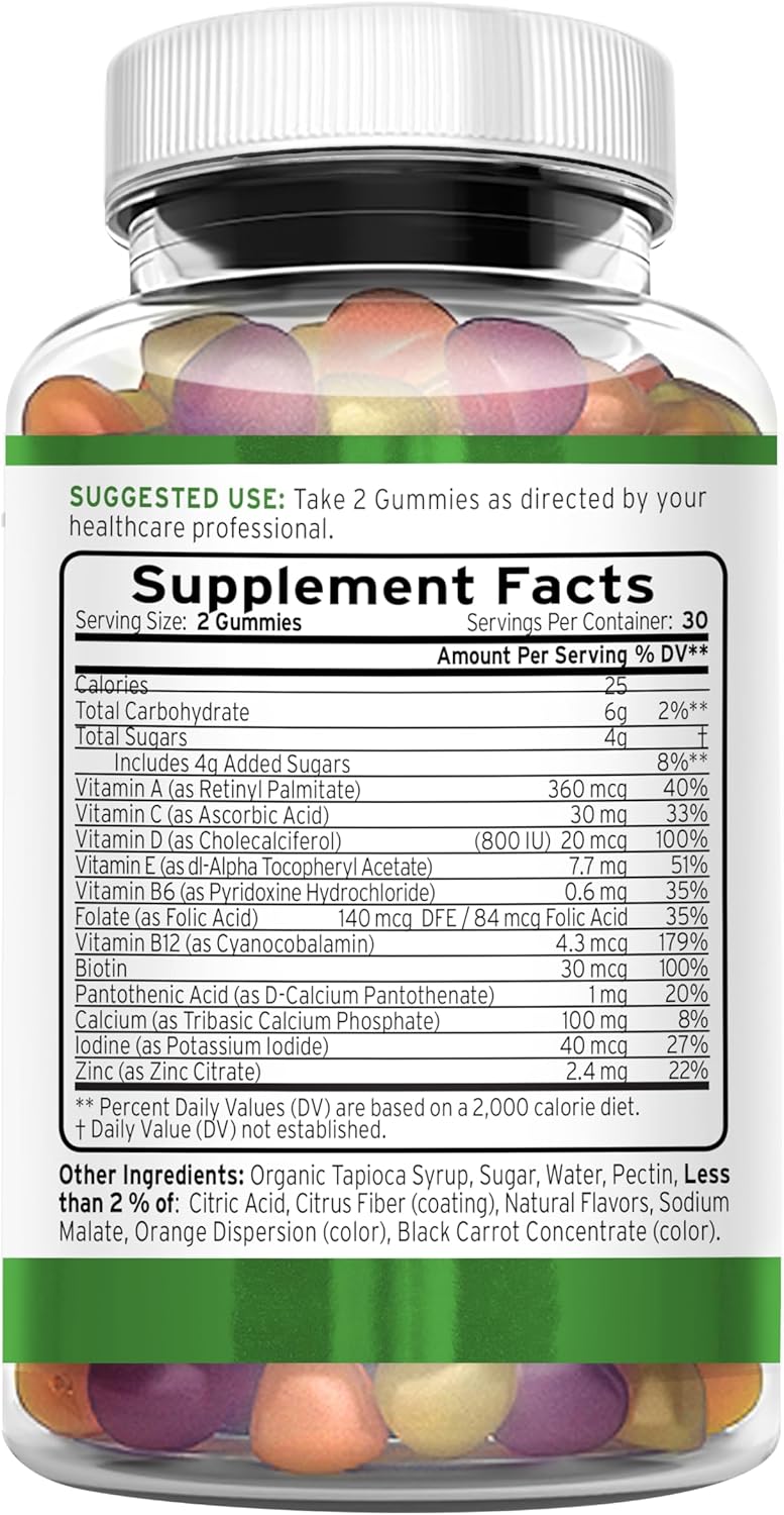 Premium Daily Multivitamin Gummies for Men & Women | Gluten-Free | No Major Food Allergens | Essential Vitamins & Minerals - Zinc | Naturally Delicious