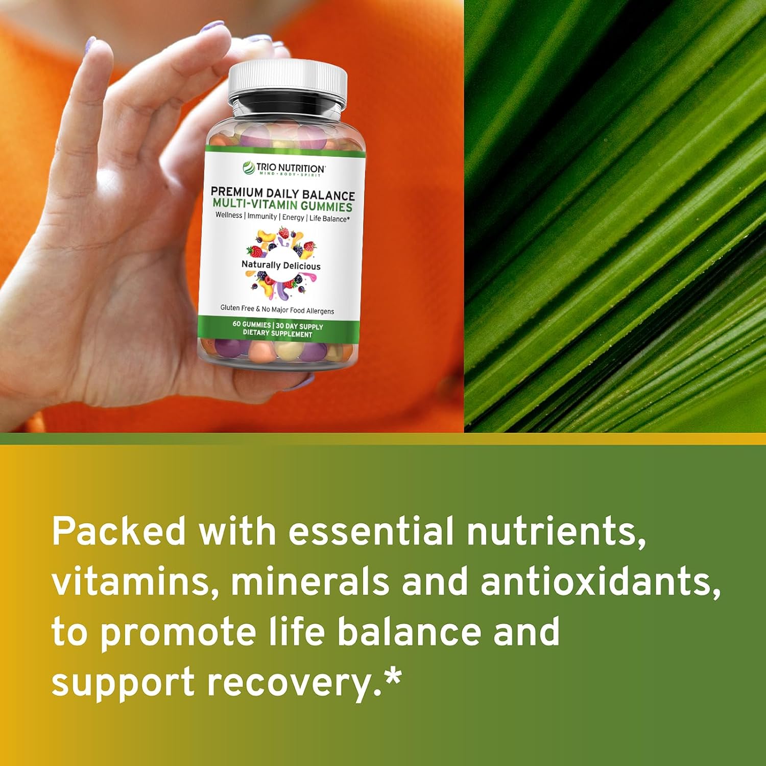 Premium Daily Multivitamin Gummies for Men & Women | Gluten-Free | No Major Food Allergens | Essential Vitamins & Minerals - Zinc | Naturally Delicious