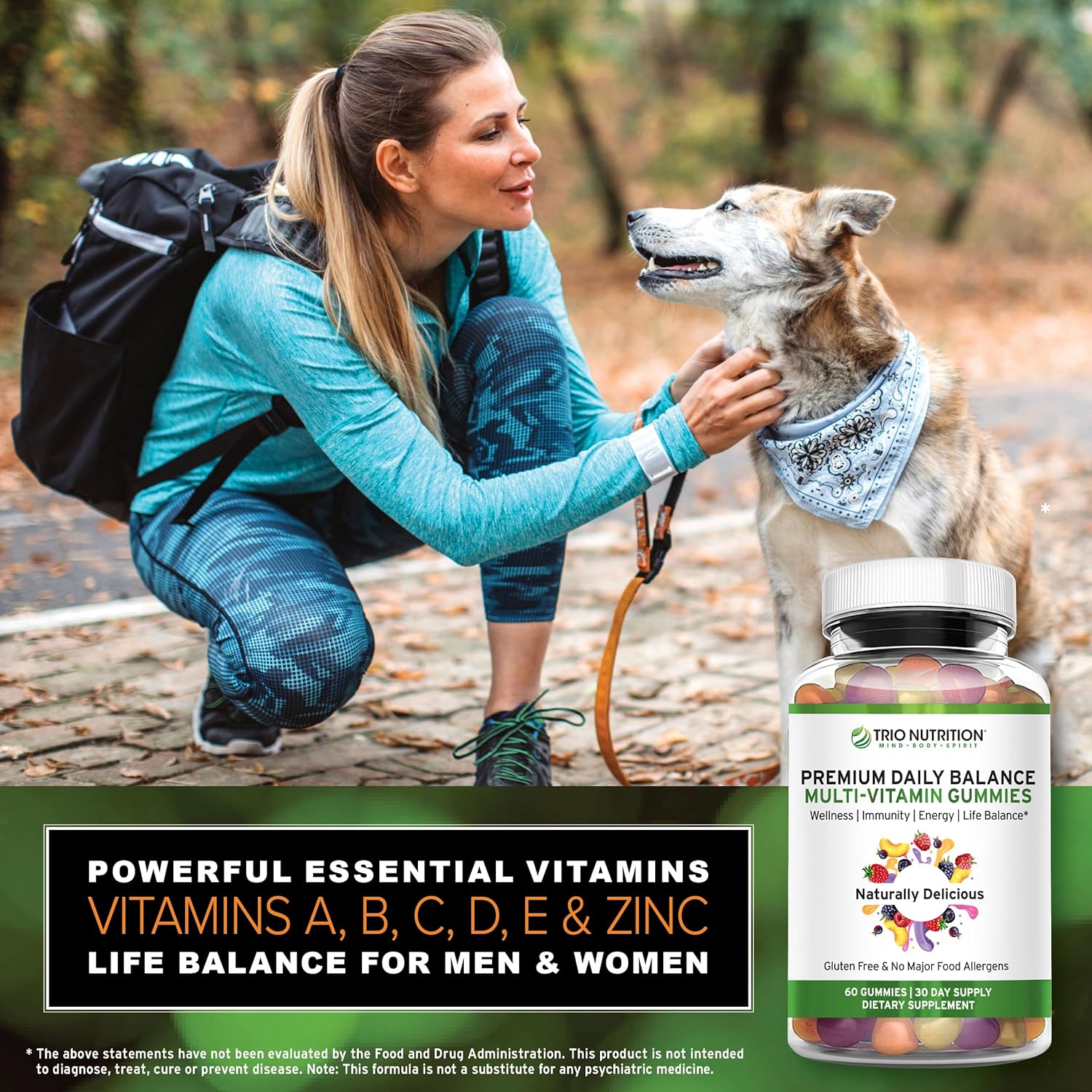 Premium Daily Multivitamin Gummies for Men & Women | Gluten-Free | No Major Food Allergens | Essential Vitamins & Minerals - Zinc | Naturally Delicious