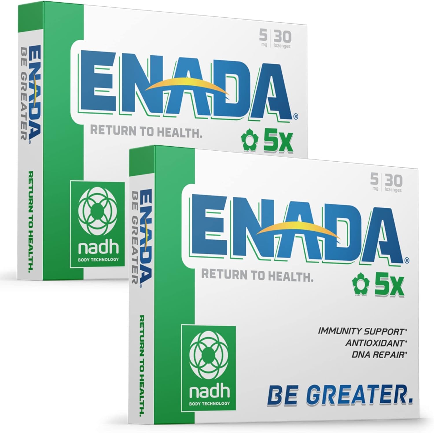 Premium ENADA 5MG NADH Supplement with Chlorophyll Co-Enzyme - Antioxidant Vitamin B3 for Immunity, Energy, Memory - 60 Tablets