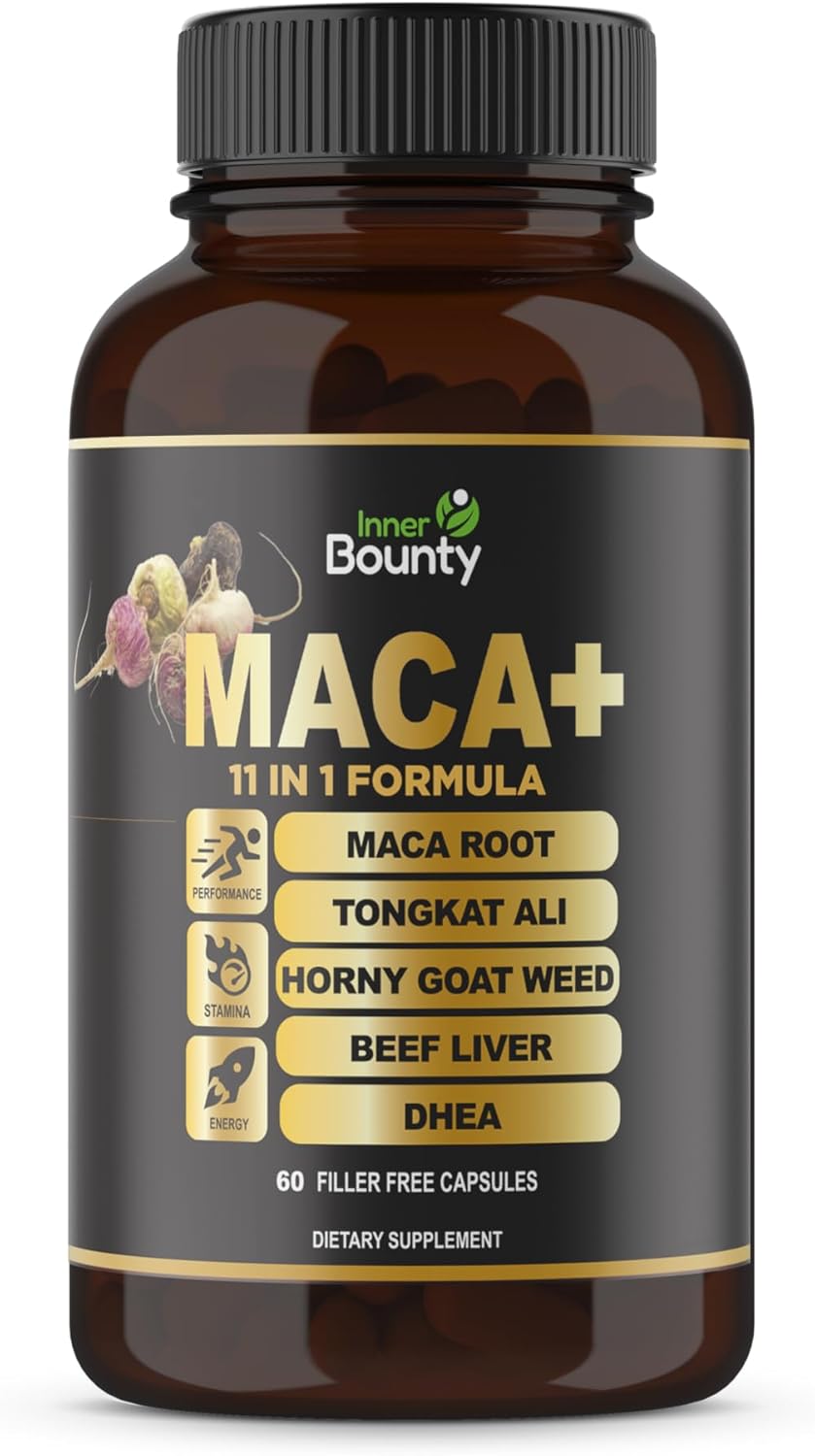 Premium Energy Booster & Performance Supplement for Men and Women - 11-in-1 Formula with Organic Maca Root, Tongkat Ali, Ginseng & More - 60 Capsules