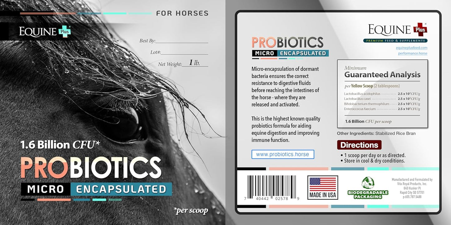 Premium Equine Digestive Health Supplement with Micro-Encapsulated Probiotics for Horses