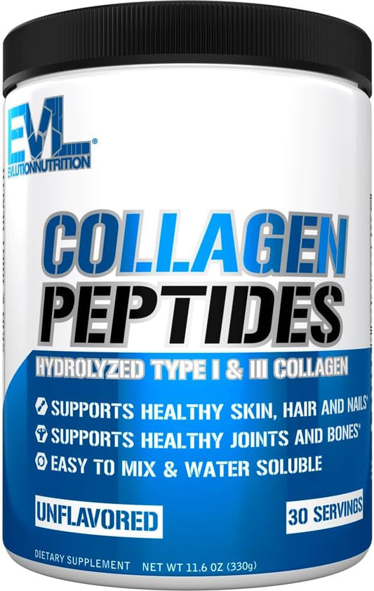 Premium Evlution Nutrition Collagen Peptides Powder for Healthy Skin, Hair, Bones, Joints, Nails (30 Servings)