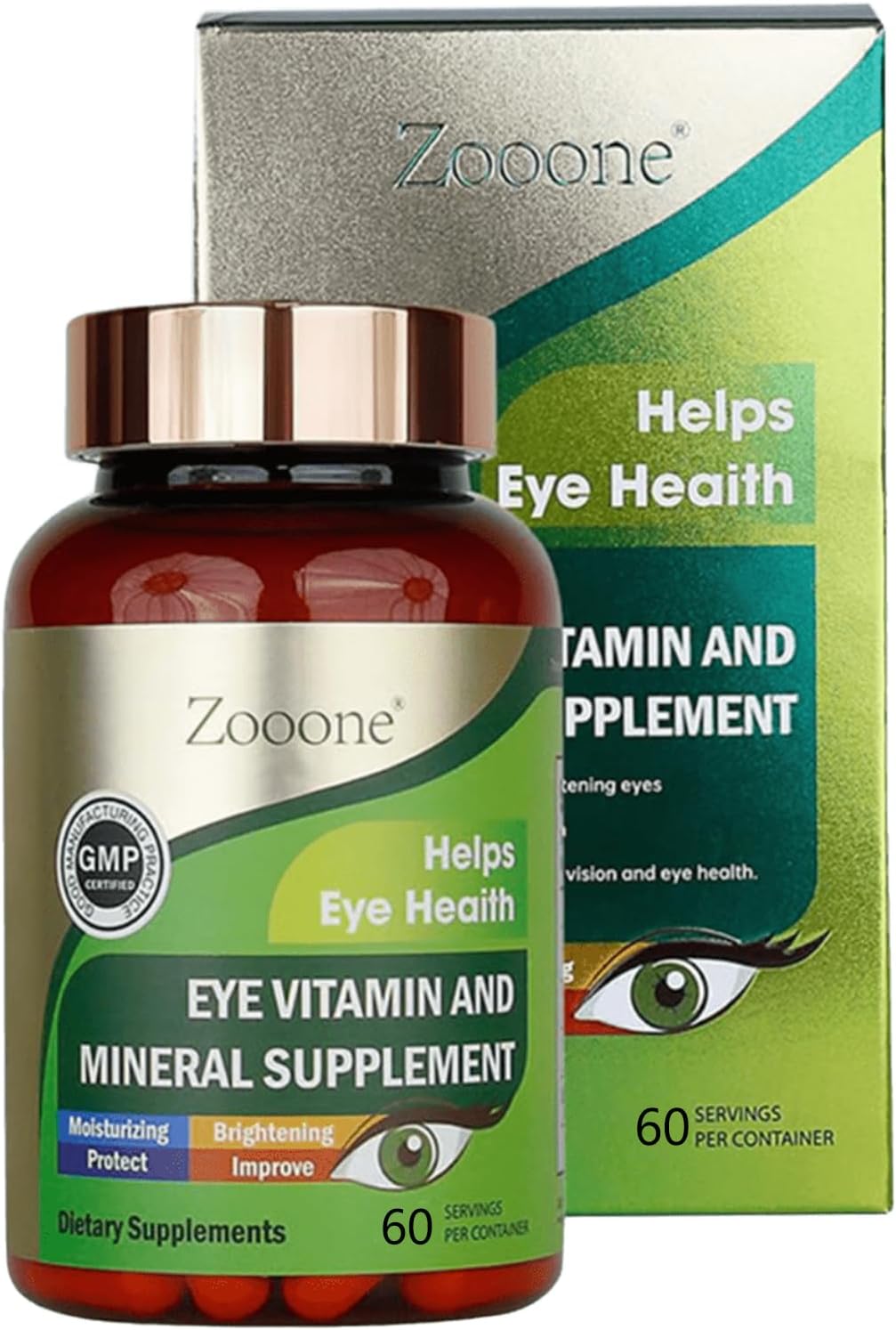 Premium Eye Health Supplements for Adults with Lutein and Zeaxanthin - Enhances Vision, Relieves Eye Strain - 60 Capsules