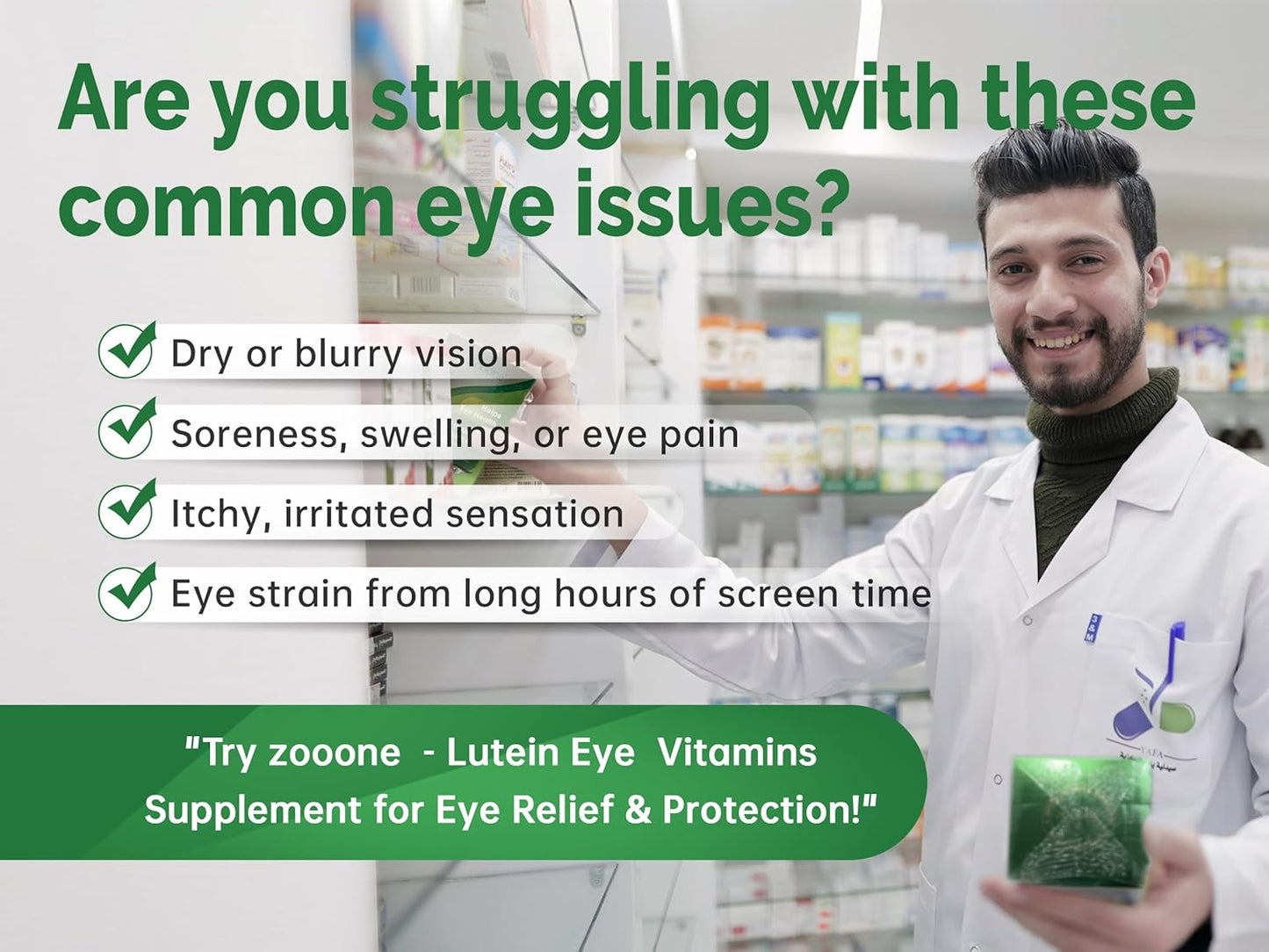 Premium Eye Health Supplements for Adults with Lutein and Zeaxanthin - Enhances Vision, Relieves Eye Strain - 60 Capsules