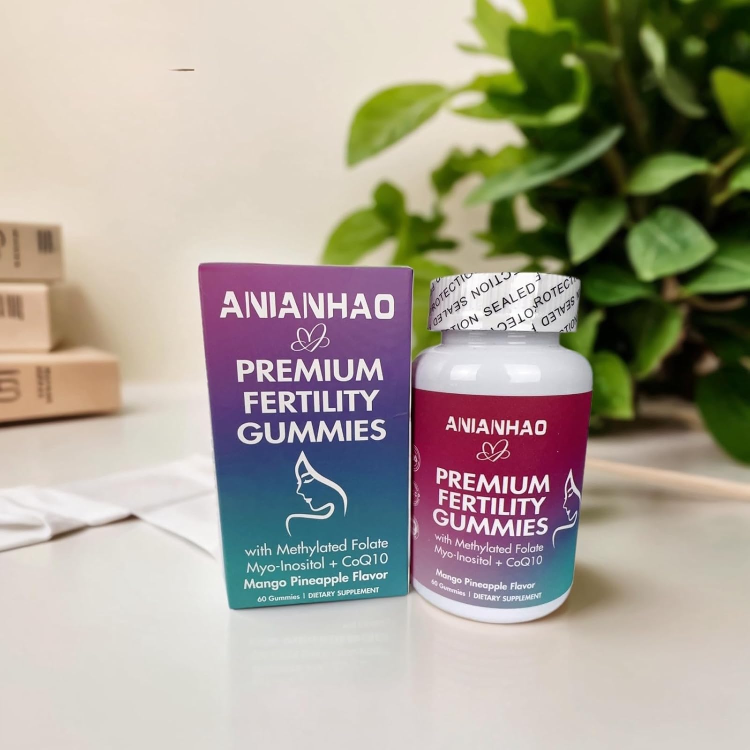 Premium Fertility Gummies for Women with Inositol, CoQ10, Folate - Hormone Balance, Ovulation, Menstrual Cycle - 1 Month Supply