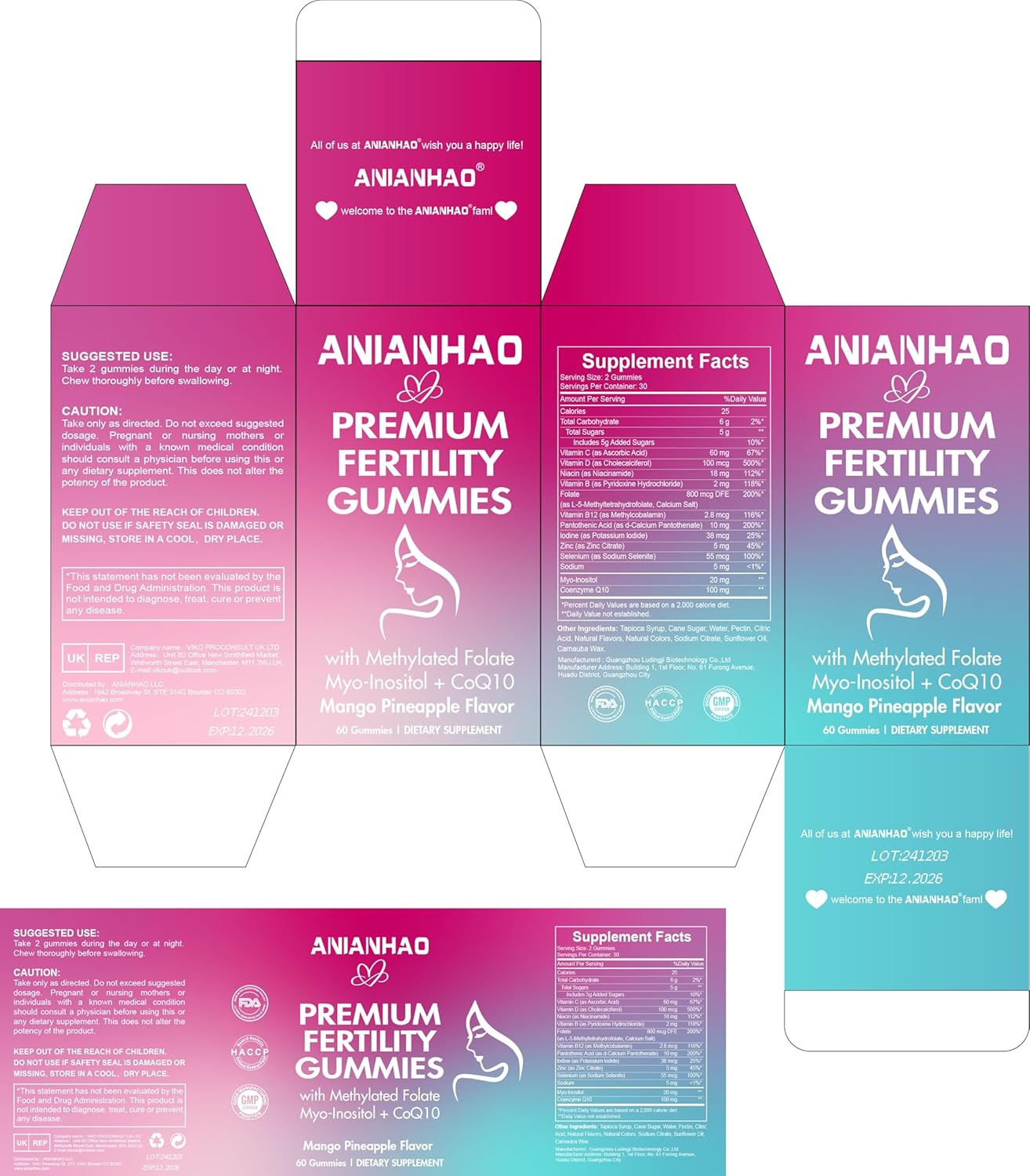 Premium Fertility Gummies for Women with Inositol, CoQ10, Folate - Hormone Balance, Ovulation, Menstrual Cycle - 1 Month Supply