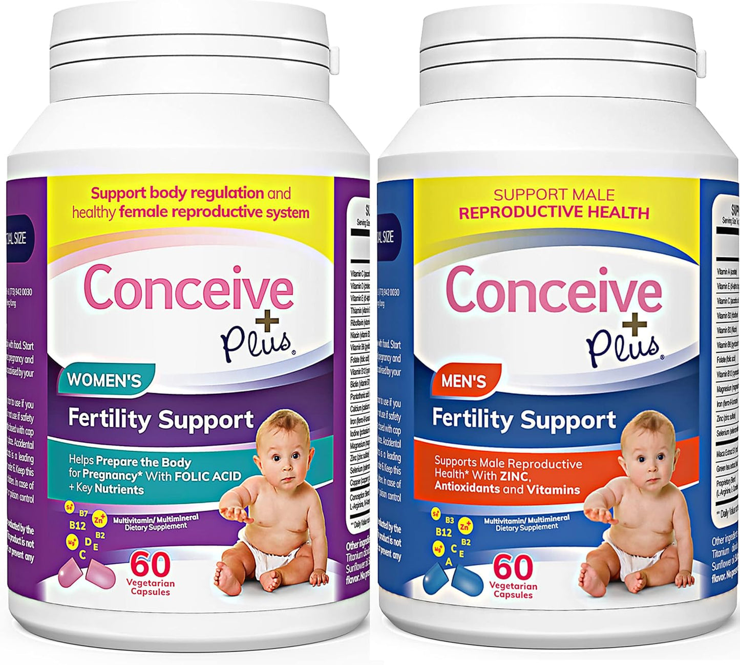 Premium Fertility Vitamins Bundle for Men and Women | 30-Day Supply | Conceive Plus Fertility Support | 2 x 60 Soft Capsules