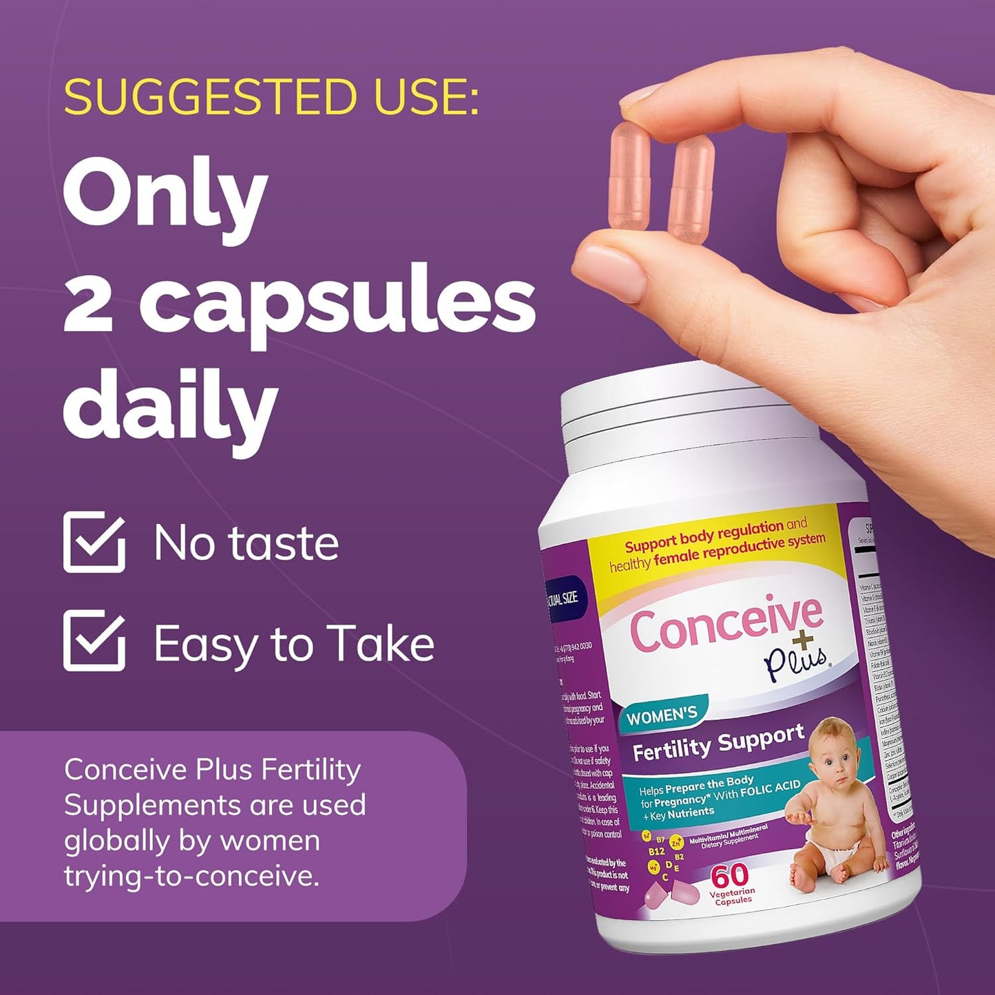 Premium Fertility Vitamins Bundle for Men and Women | 30-Day Supply | Conceive Plus Fertility Support | 2 x 60 Soft Capsules