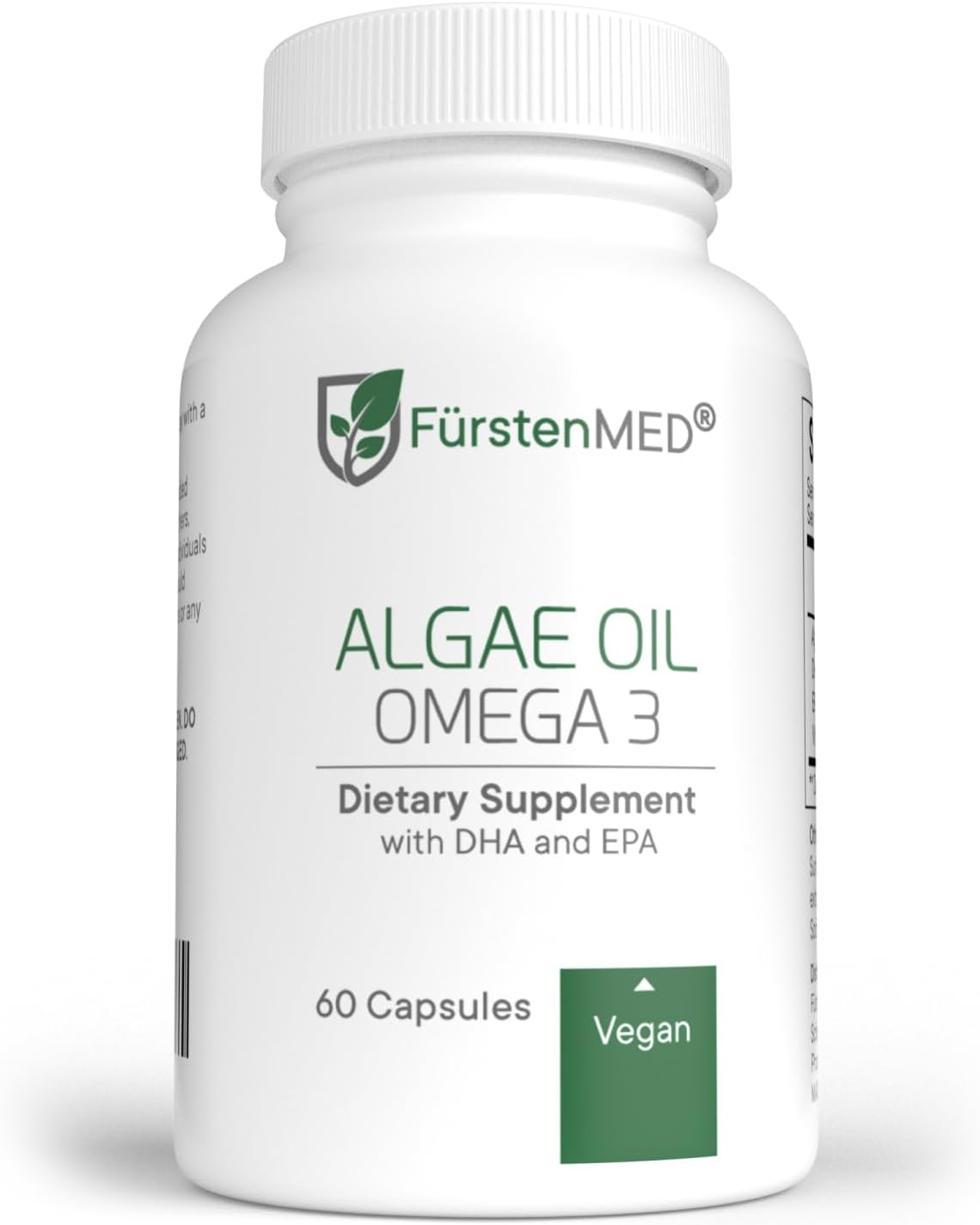Premium FürstenMED® Algae Oil Omega 3 Supplement - 2000mg with DHA, EPA & Vitamin E - Vegan Heart, Brain & Joint Health Support - Essential Fatty Acids for Daily Wellness