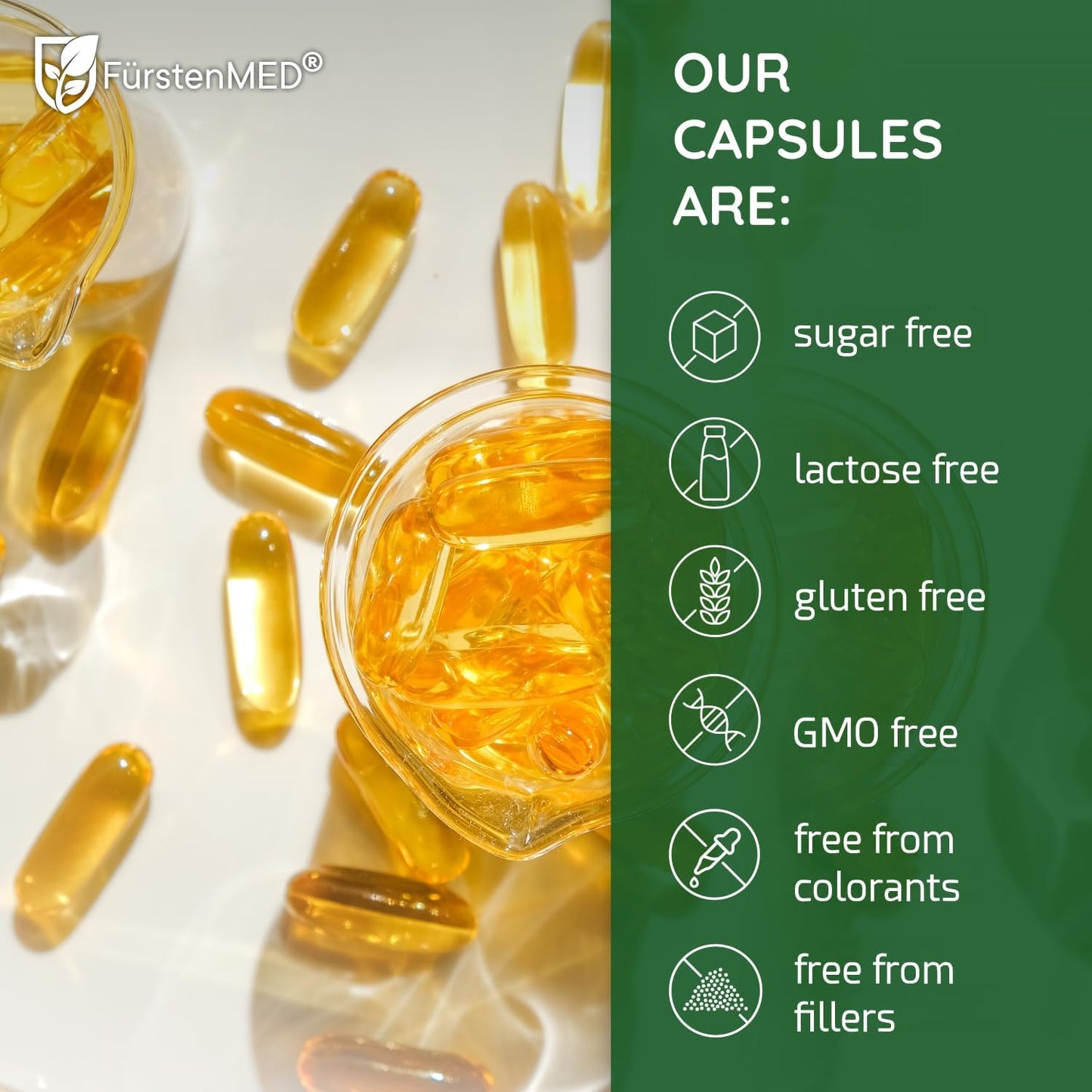 Premium FürstenMED® Algae Oil Omega 3 Supplement - 2000mg with DHA, EPA & Vitamin E - Vegan Heart, Brain & Joint Health Support - Essential Fatty Acids for Daily Wellness