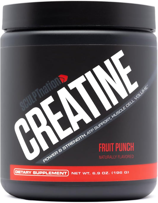 Premium Fruit Punch Flavored Creatine Monohydrate Powder - Supports Muscles, Energy, and Brain Function - 30 Servings