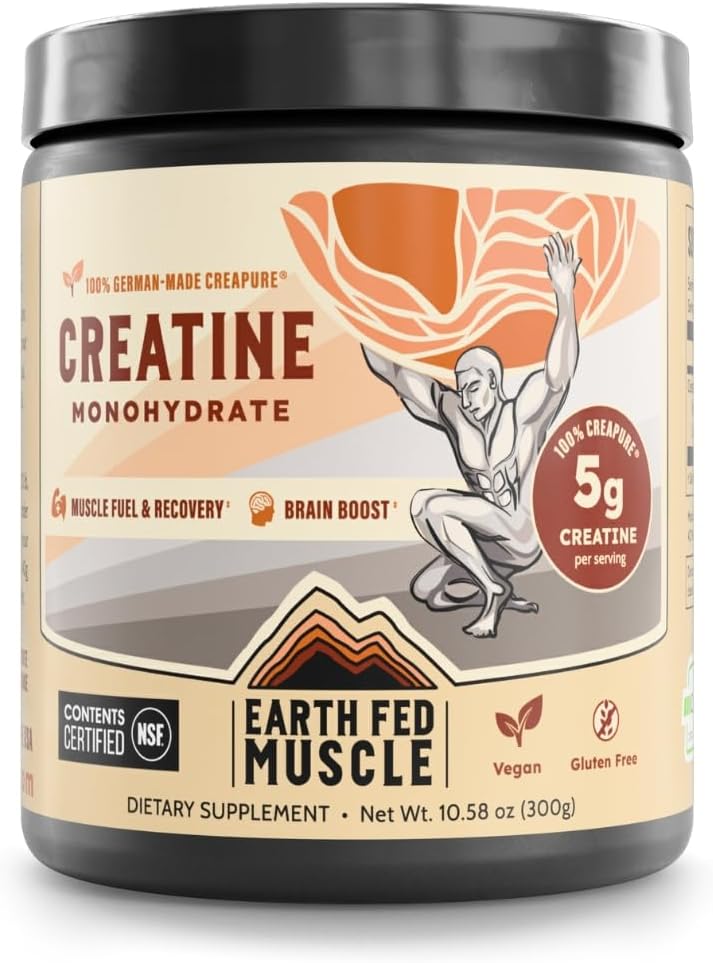 Premium German Creapure Creatine Monohydrate - Muscle Recovery & Building, Energy Boost - Gluten & Soy Free, Unflavored - 5g per Serving, 60 Servings