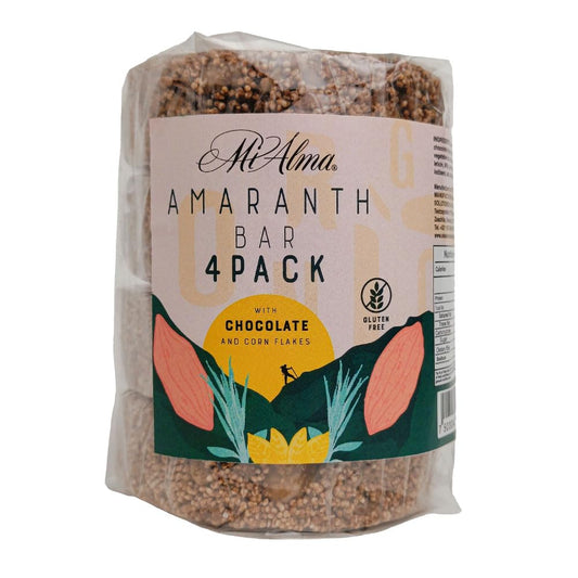 Premium Gluten-Free Amaranth Bar with Chocolate and Corn Flakes - Super Food Snack from Oaxaca, 8.4 oz (4 Pack)